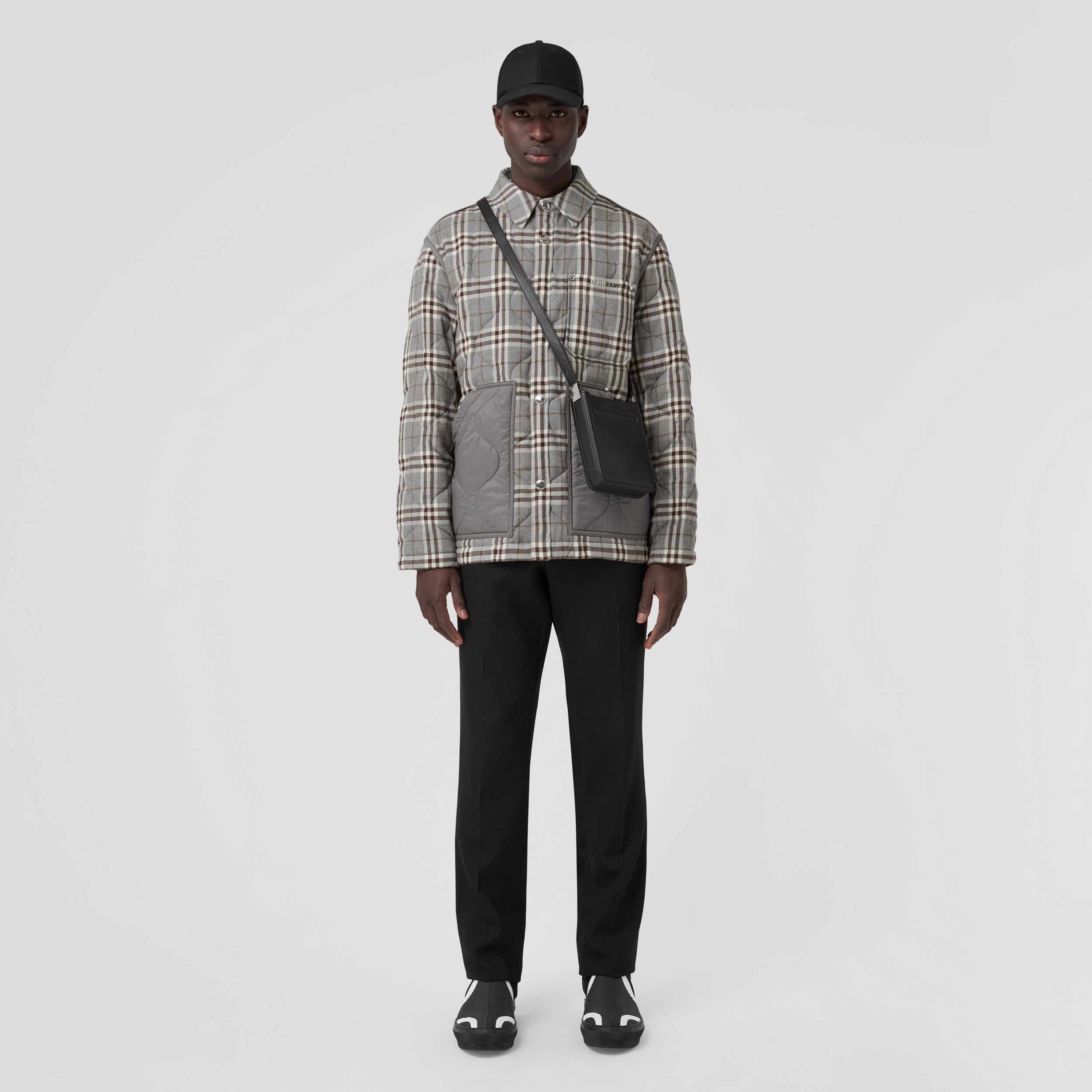 Vintage Check Cotton Flannel Overshirt in Seal Grey - Men | Burberry® Official - 1