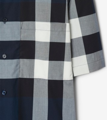 Burberry checked short-sleeve cotton shirt - Blue