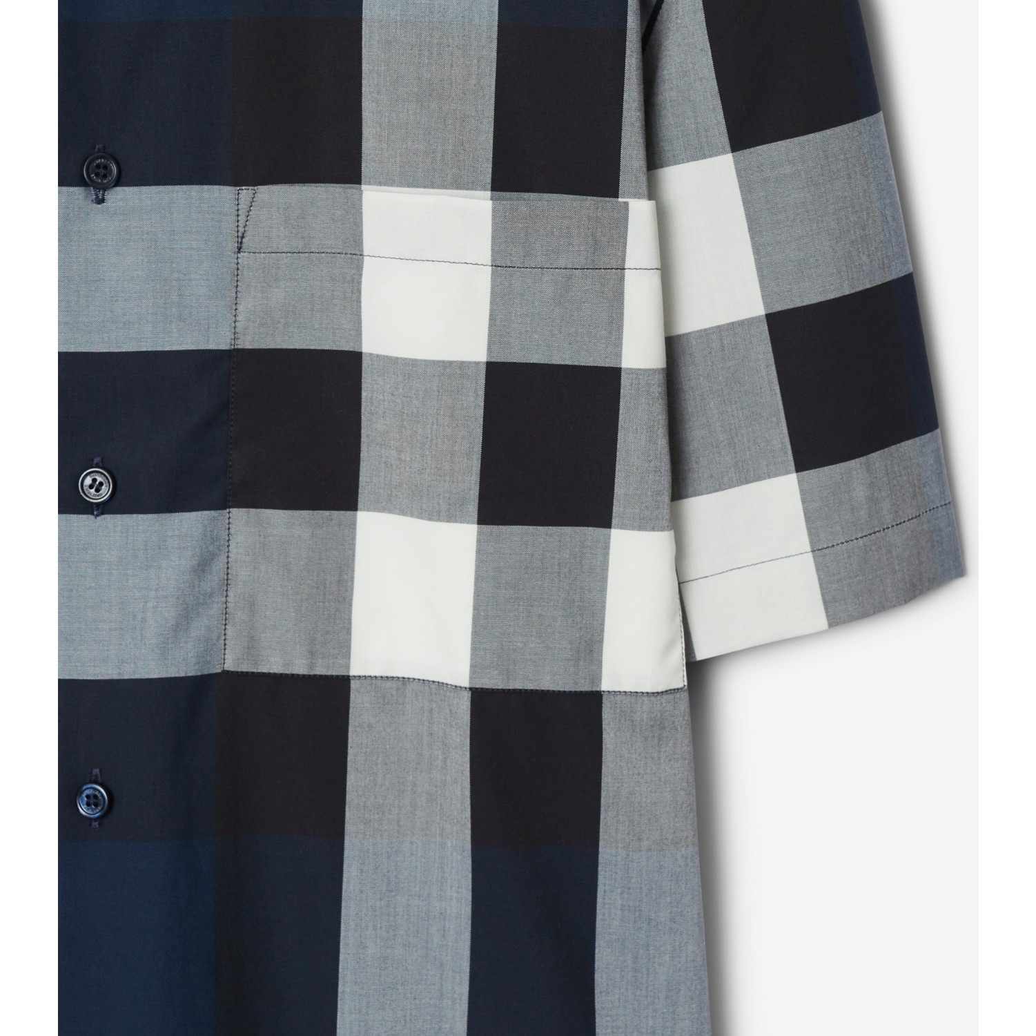 Check Cotton Shirt in Navy - Men | Burberry® Official