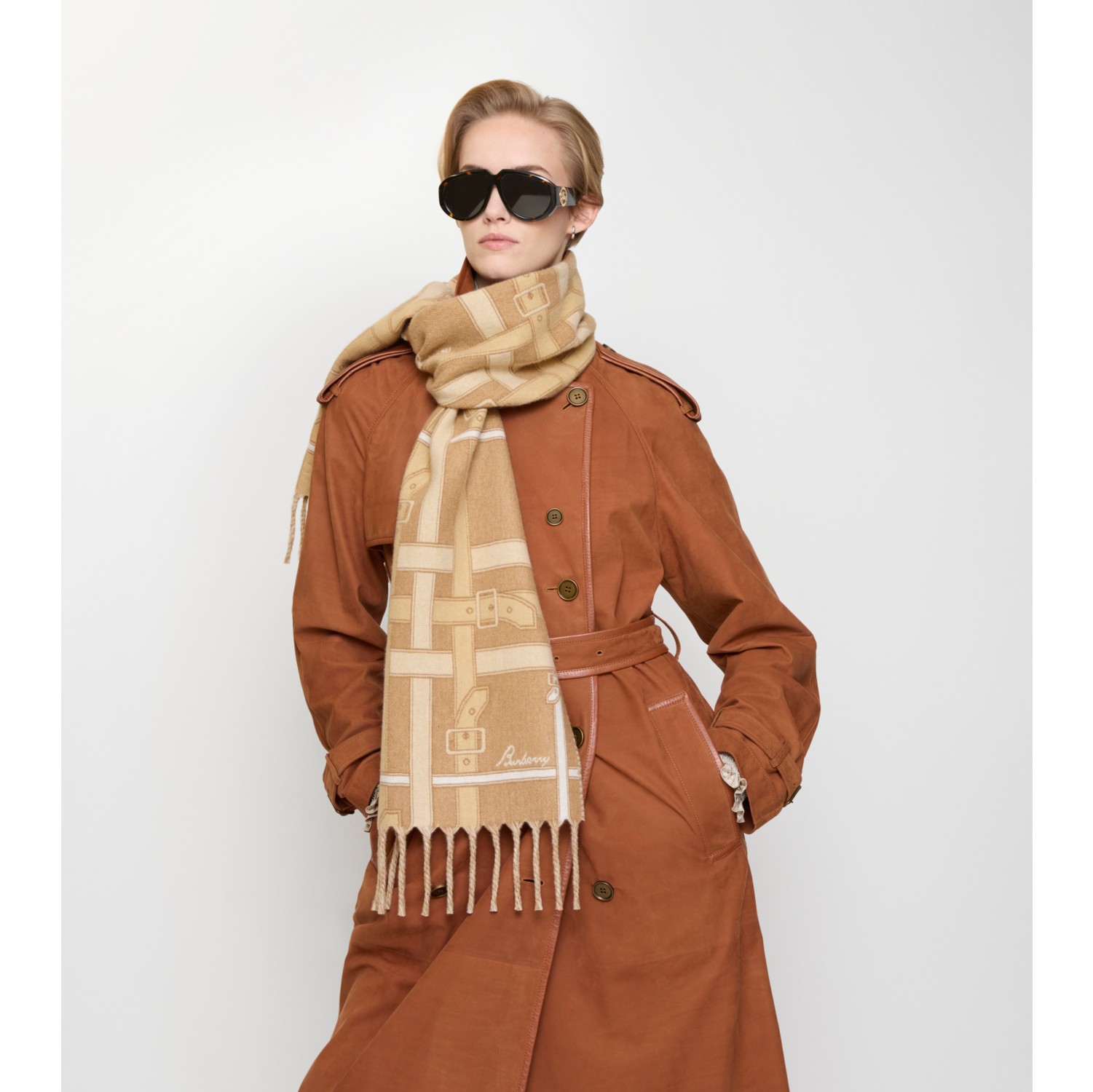 Belt Check Cashmere Scarf