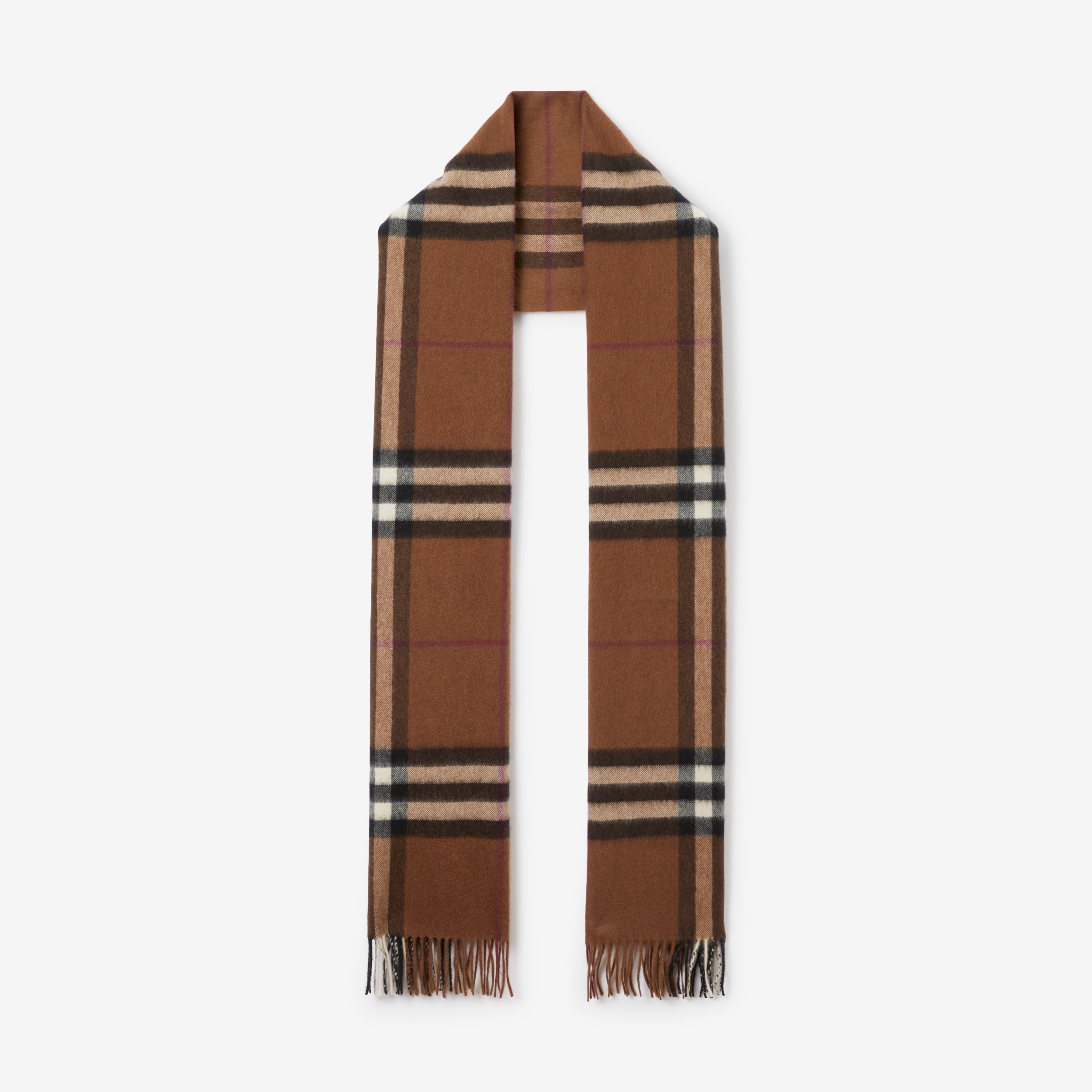 Exaggerated Check Cashmere Scarf in Dark Birch Brown | Burberry® Official