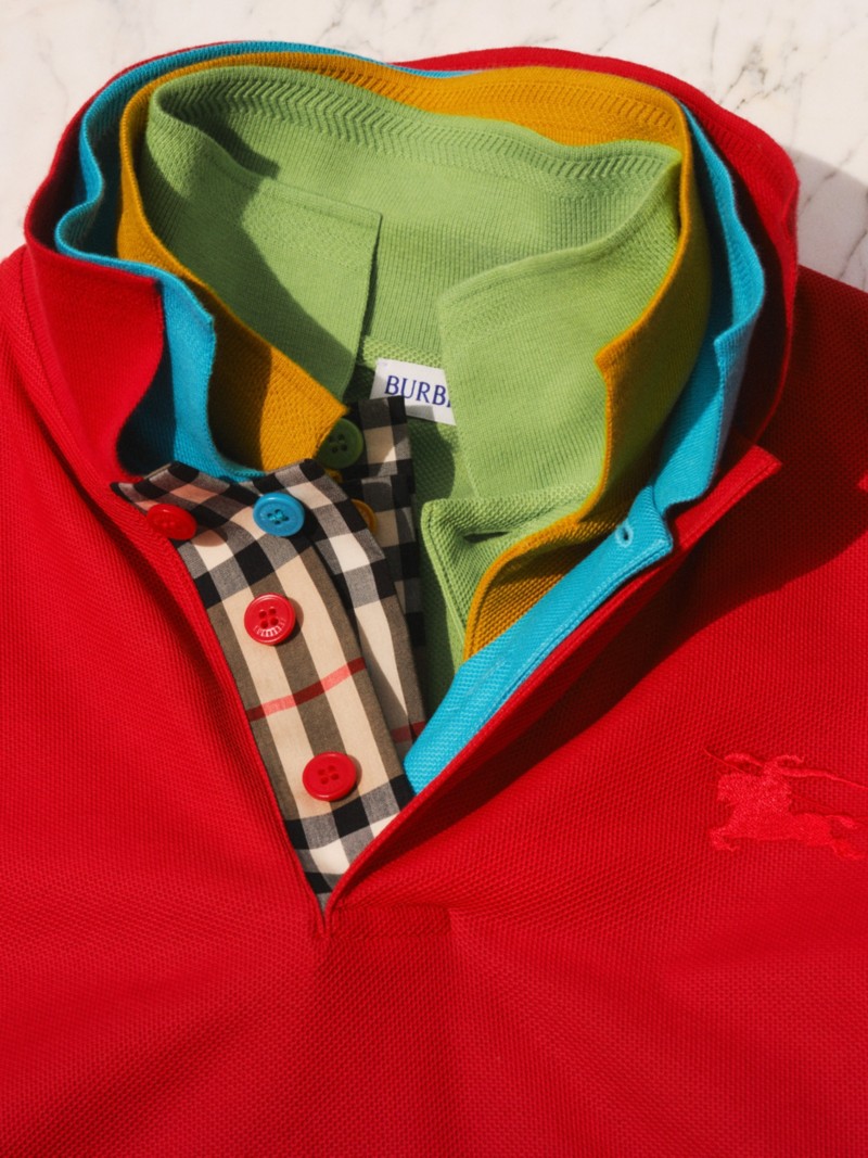 Close up shot of a Burberry Polo Shirt with Check collars
