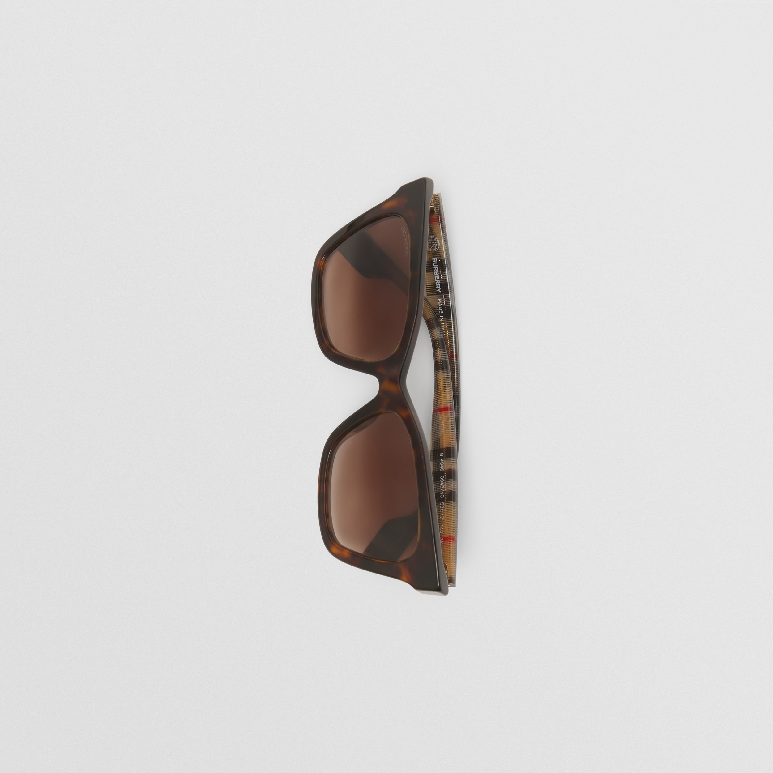 Check Detail Square Frame Sunglasses in Tortoiseshell/beige - Women | Burberry® Official - 3