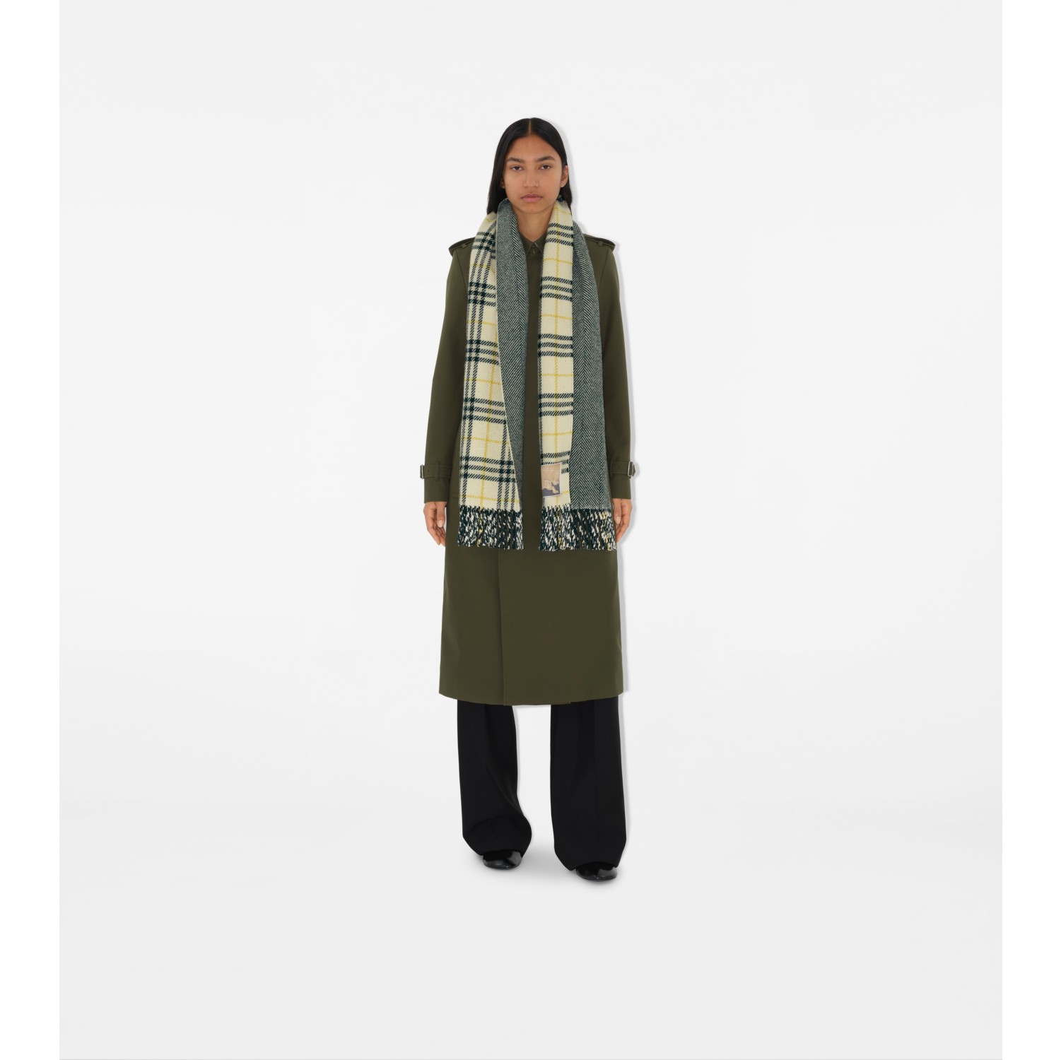 Reversible Check Cashmere Wool Scarf