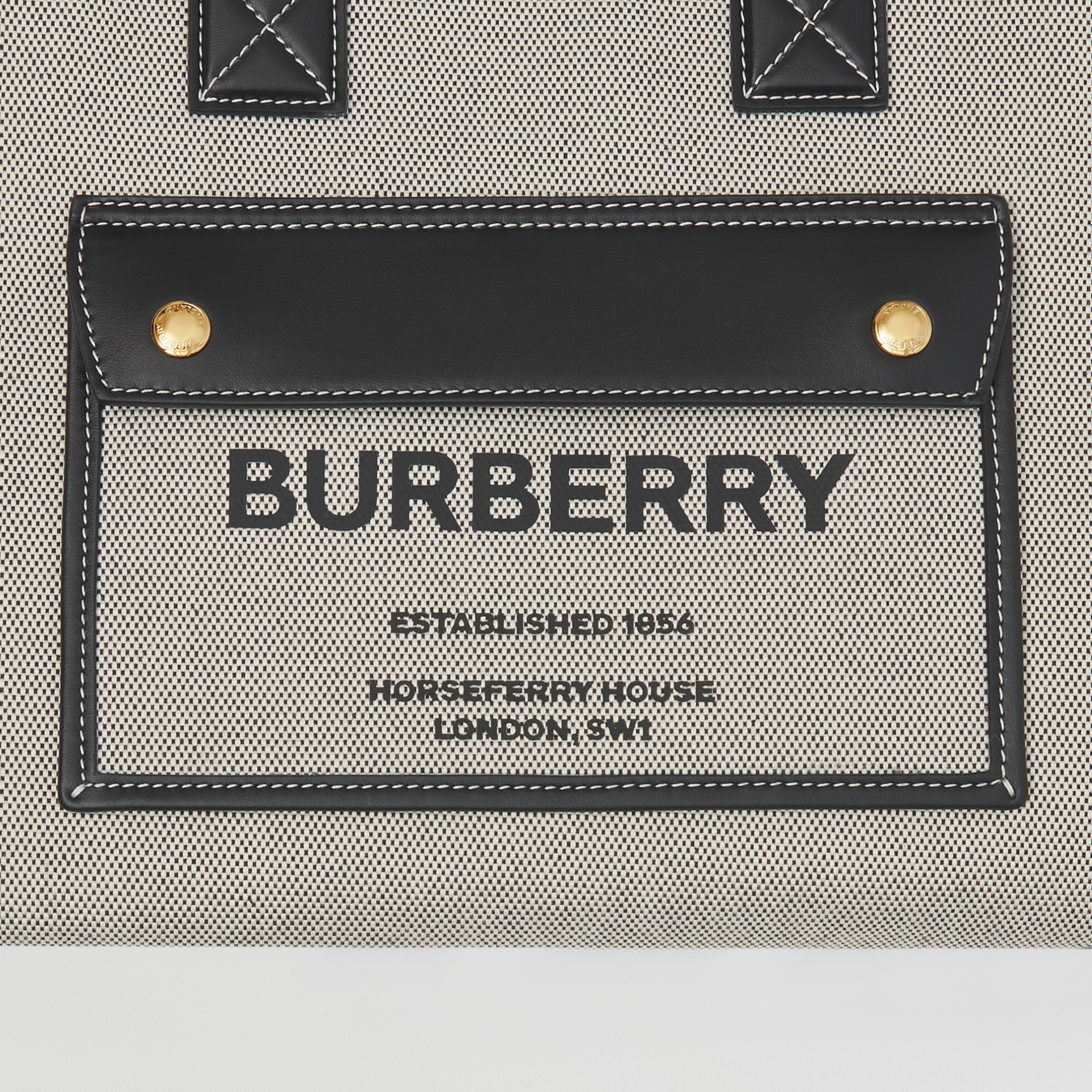 Small Two-tone Canvas and Leather Freya Tote in Black - Women | Burberry® Official - 2