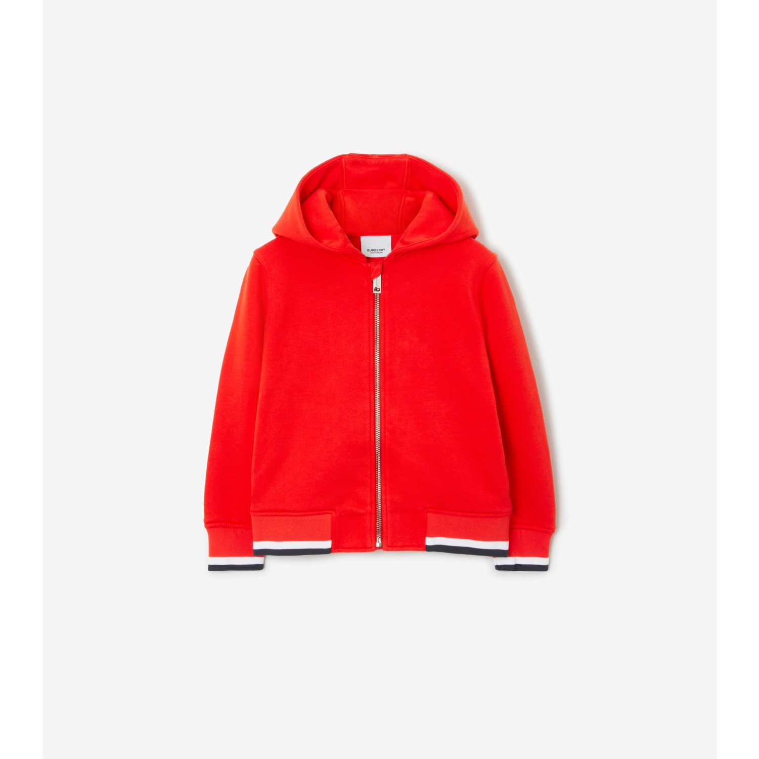 College Graphic Cotton Zip Hoodie in Bold Red