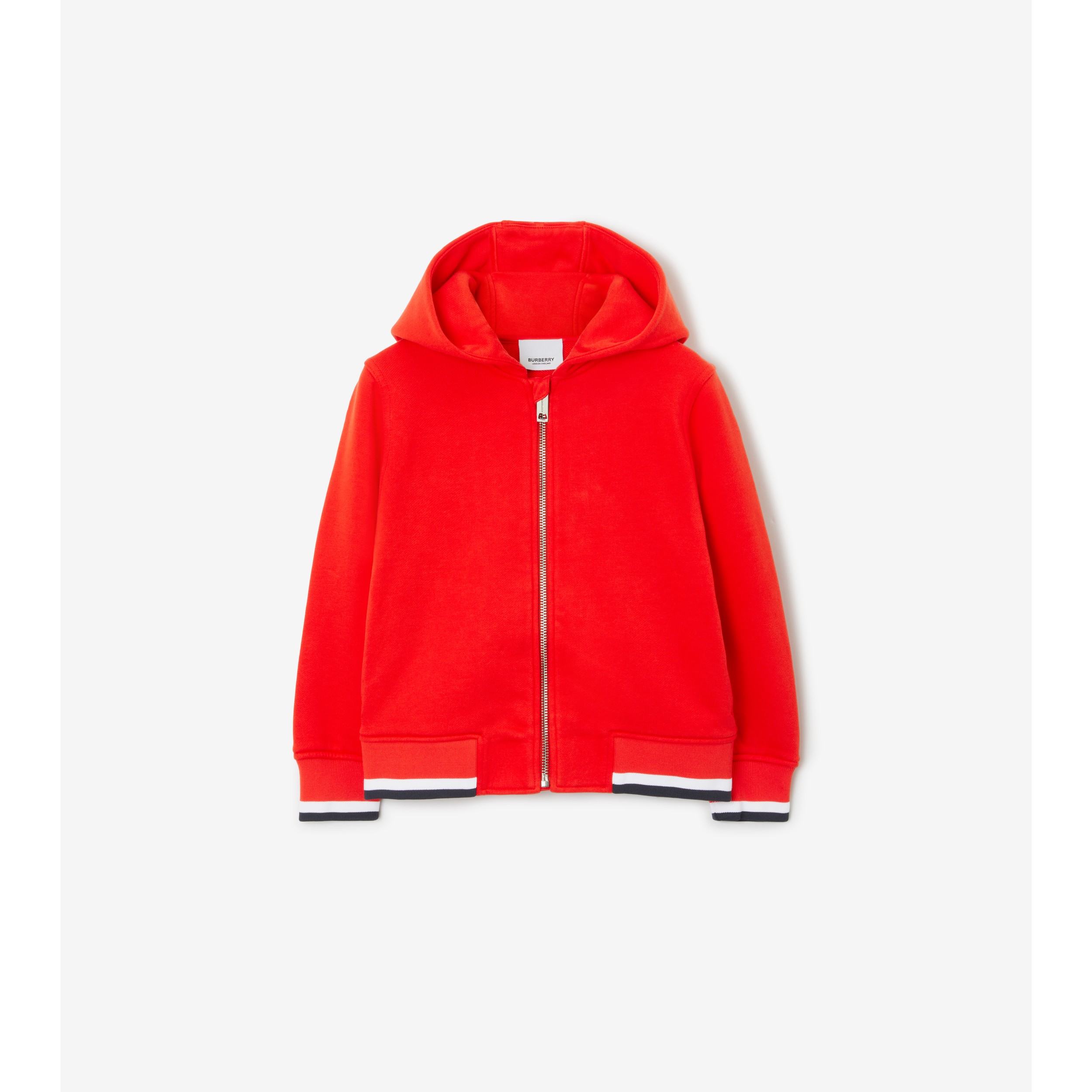 College Graphic Cotton Zip Hoodie in Bold Red | Burberry® Official