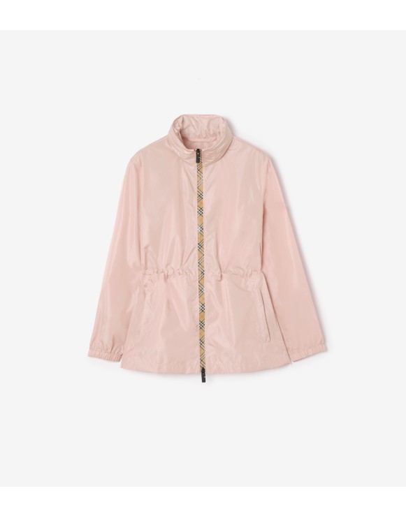 Kurzer Nylonparka mit Check-Streifen