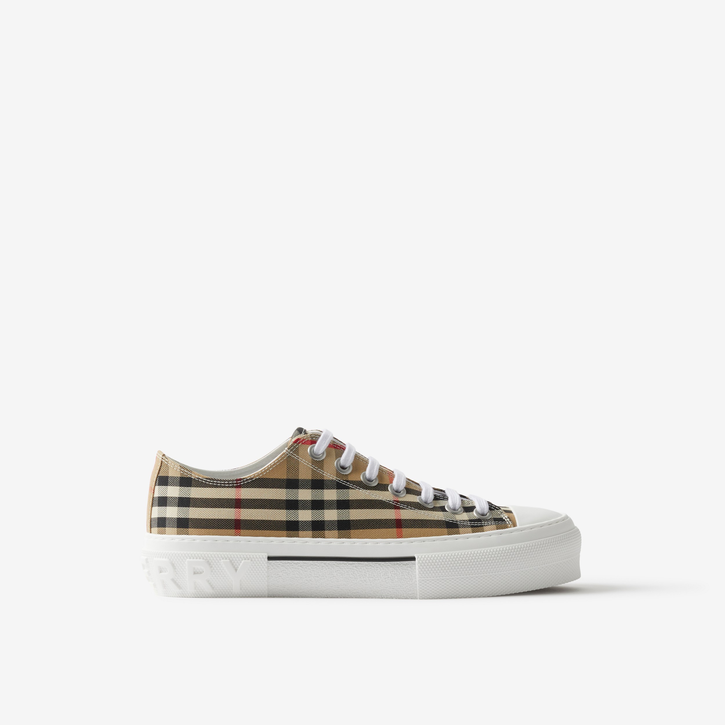 Check Cotton Sneakers in Archive Beige | Burberry® Official - 1