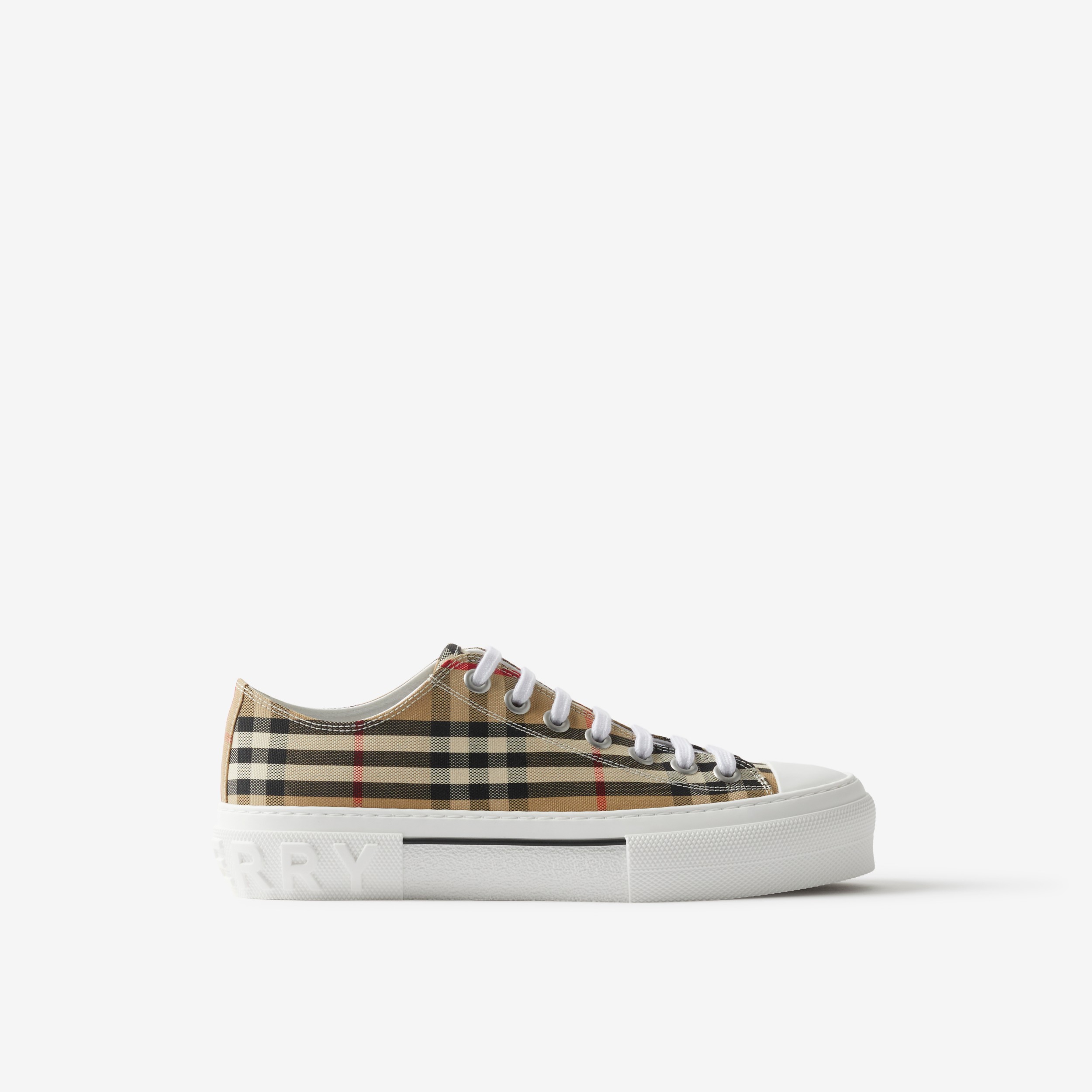 Vintage Check Cotton Sneakers in Archive Beige | Burberry® Official