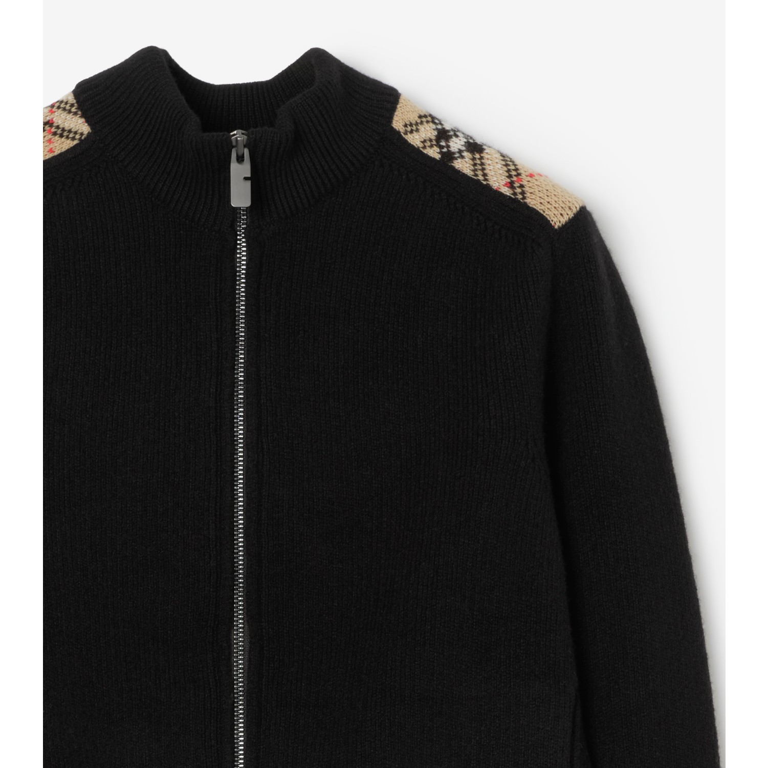 Check Patch Wool Cashmere Cardigan