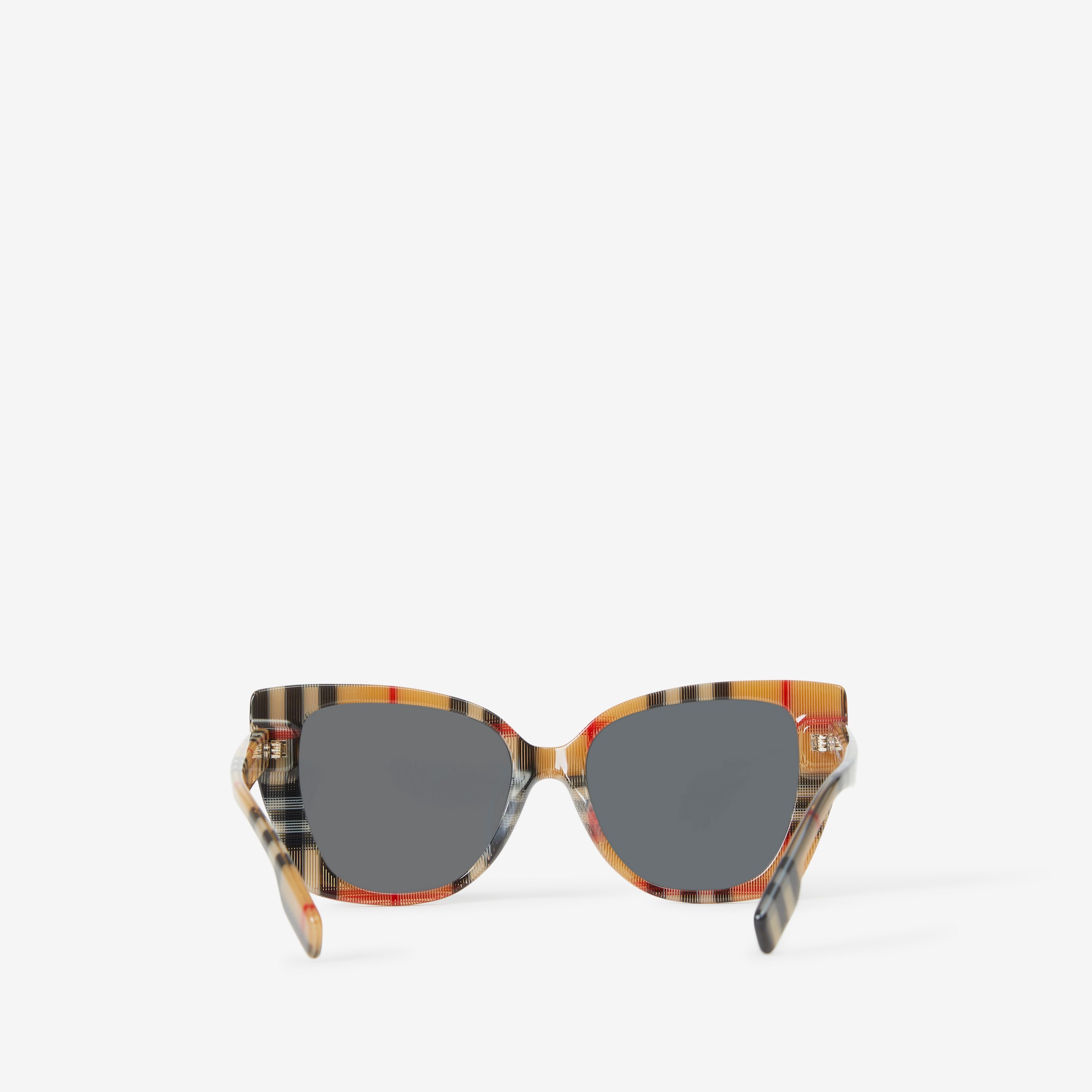 Óculos de sol com armação gatinho oversize em Check (Bege) - Mulheres | Burberry® oficial - 3