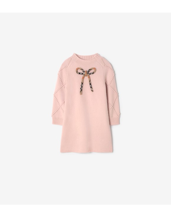 Check Bow Wool Cashmere Dress