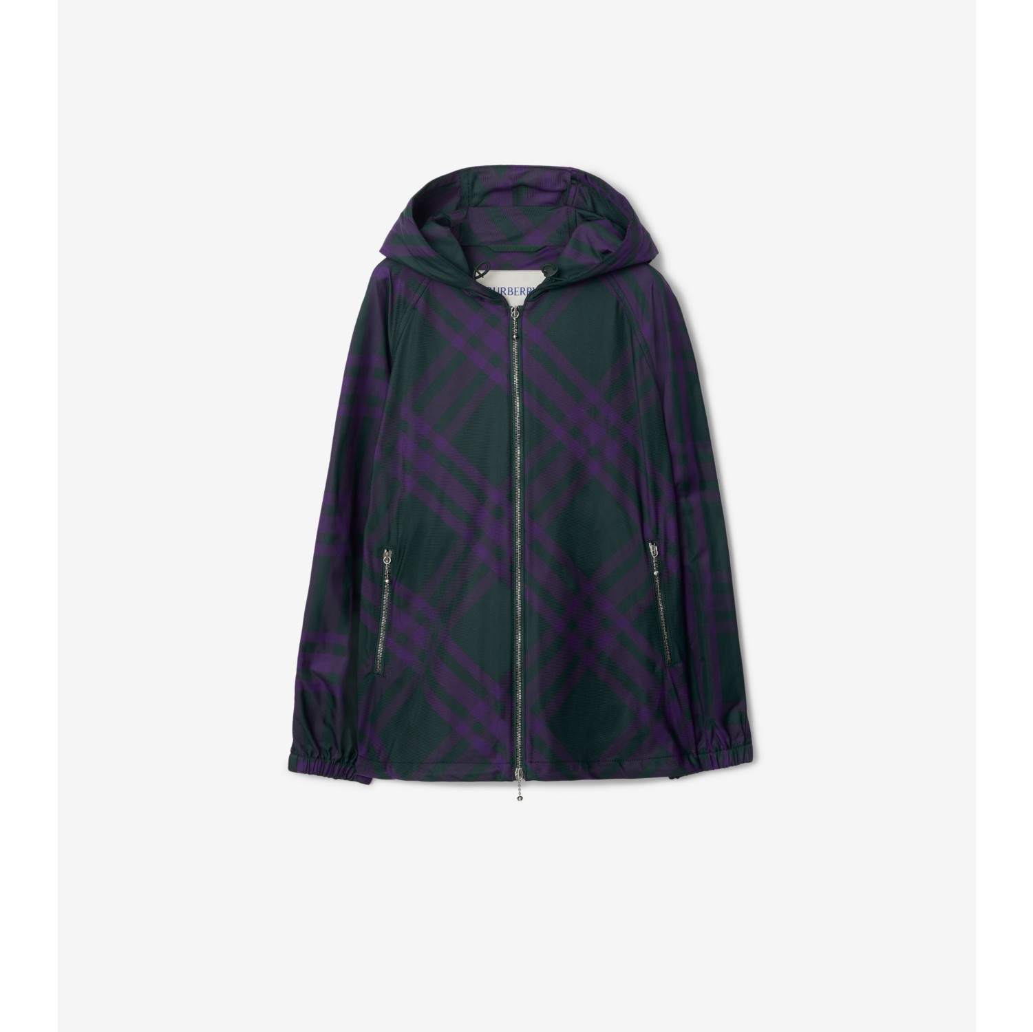 Check Nylon Hooded Jacket in Vine - Women | Burberry® Official