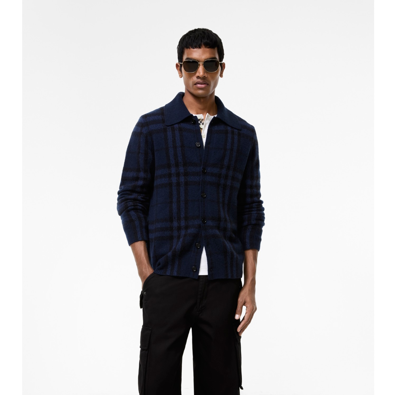 Check Cashmere Cardigan
