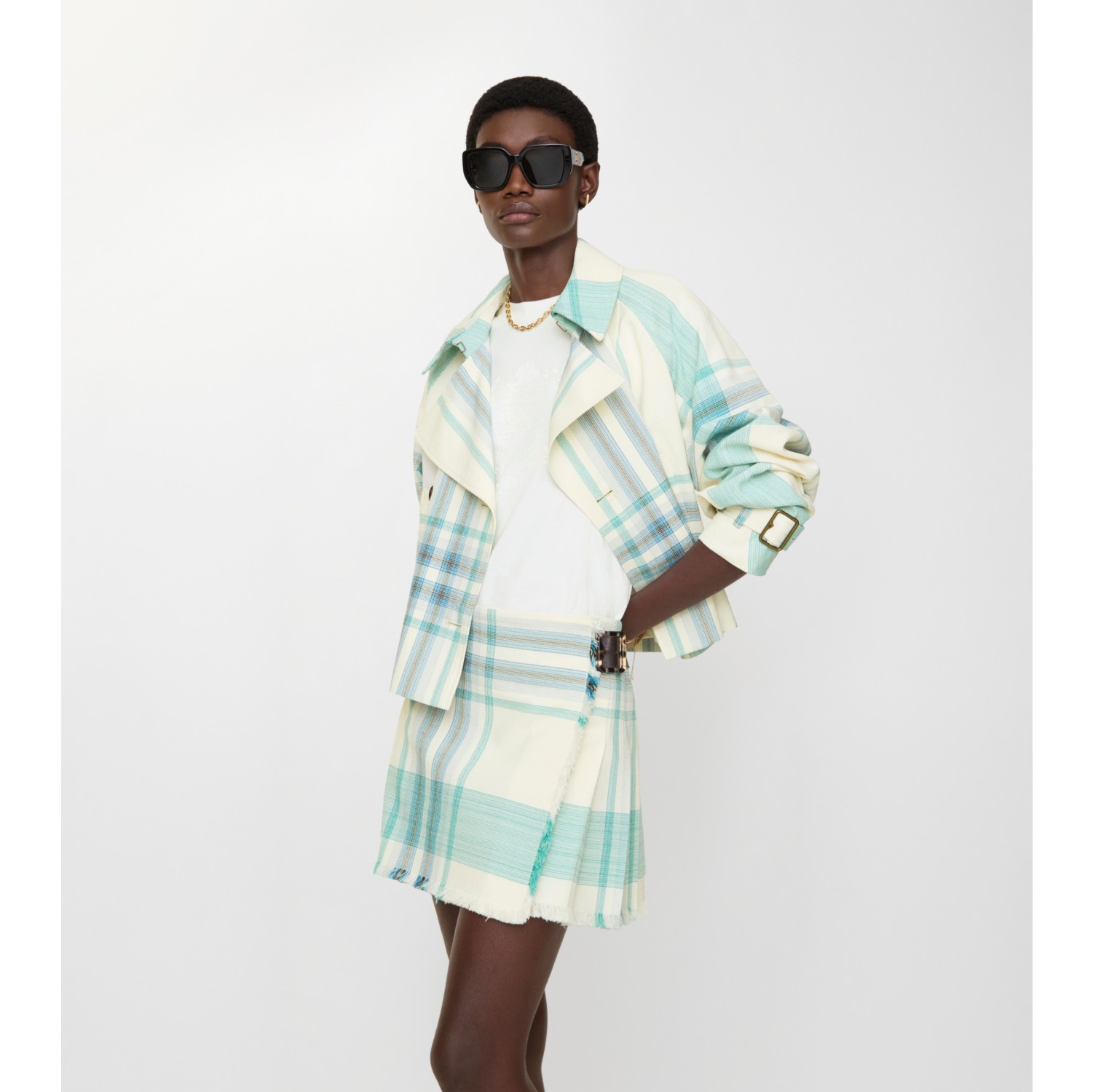 Check Viscose Blend Mini Kilt