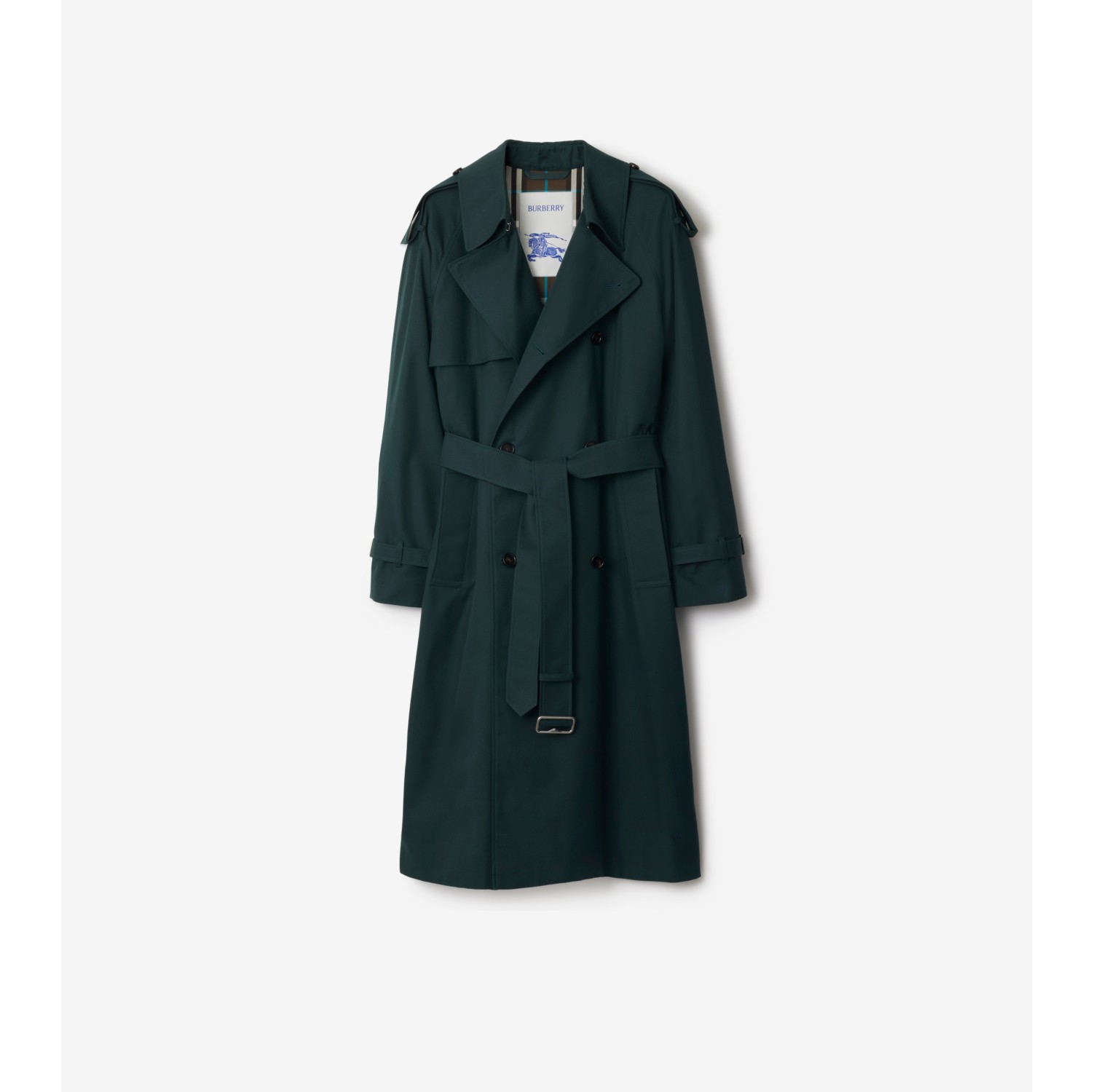 Long Cotton Blend Trench Coat in Anchor - Men | Burberry® Official