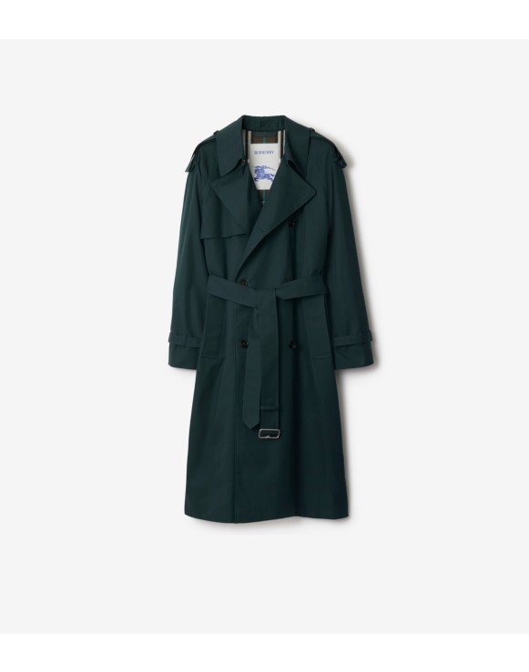 Trench coat longo em mescla de algodão