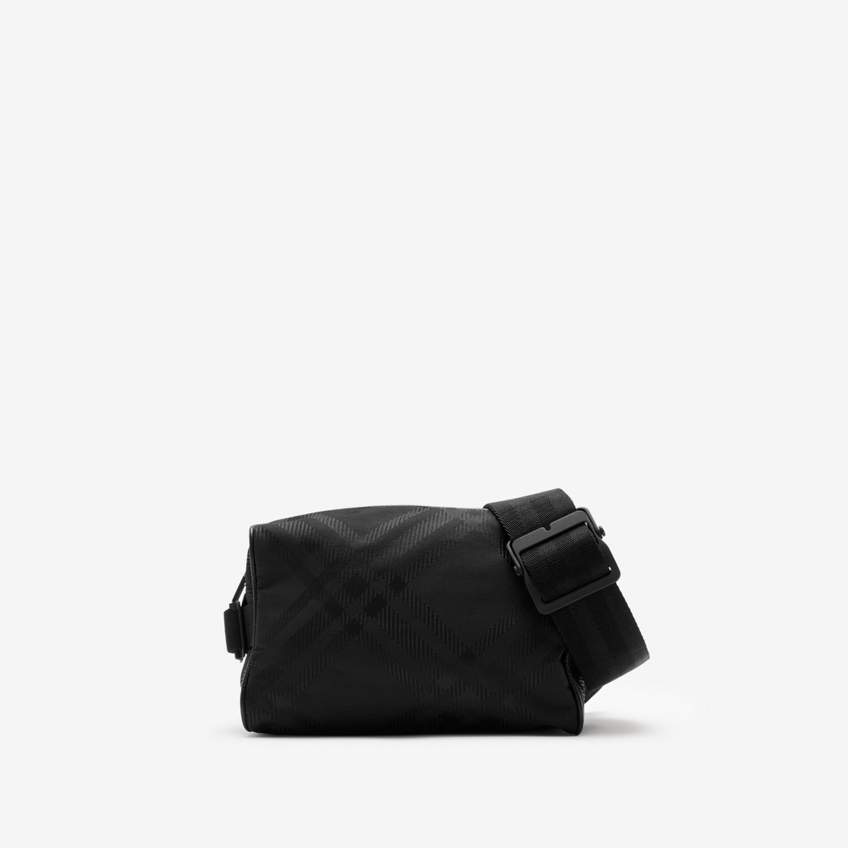 Shop Burberry Check Jacquard Belt Bag In Black