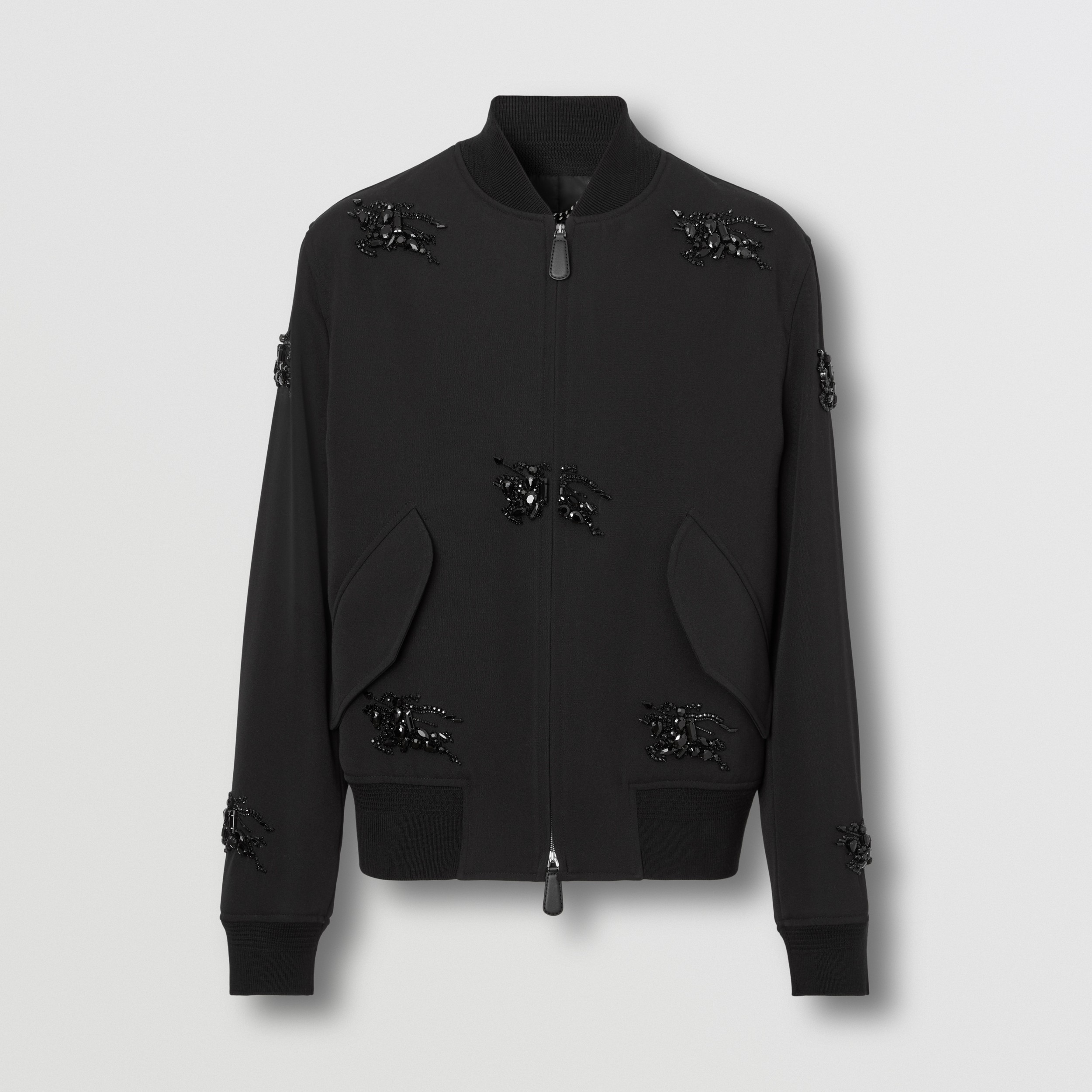 Crystal EKD Grain de Poudre Wool Harrington Jacket in Black - Men | Burberry® Official - 4