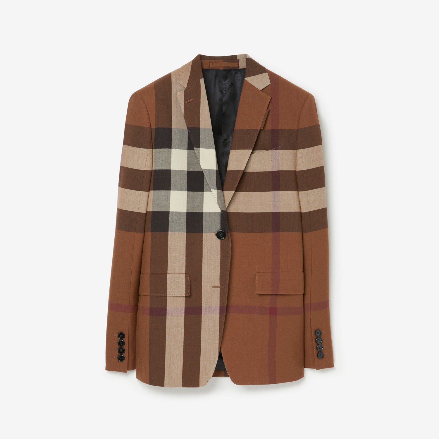 Check Wool Twill Jacket in Dark Birch Brown - Women | Burberry® Official