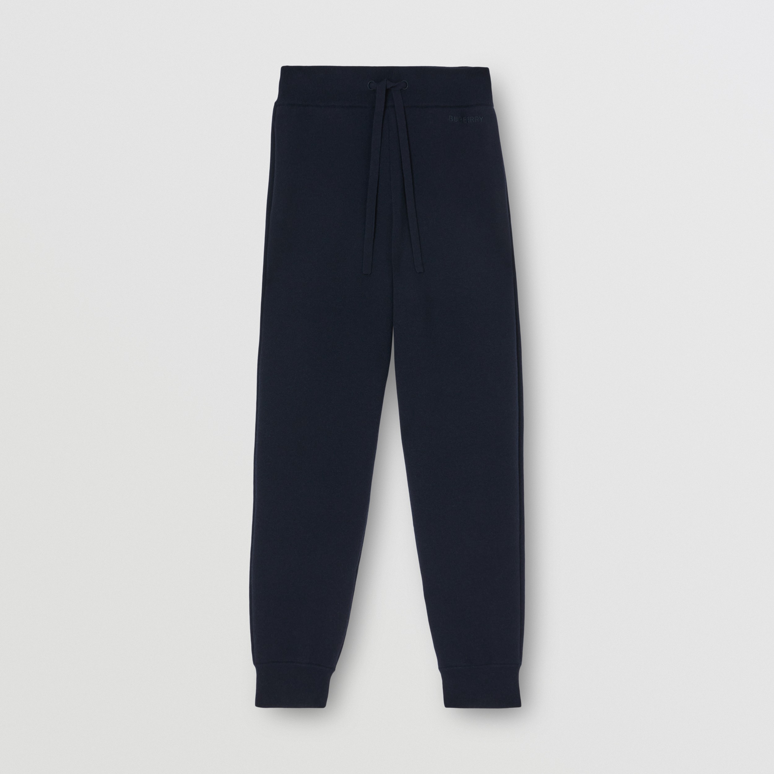 Embroidered Logo Cashmere Jogging Pants in Dark Charcoal Blue - Women | Burberry® Official - 4