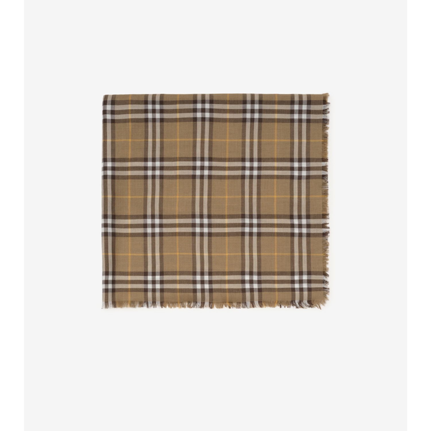 Check Cashmere Silk Scarf in Vole brown | Burberry® Official