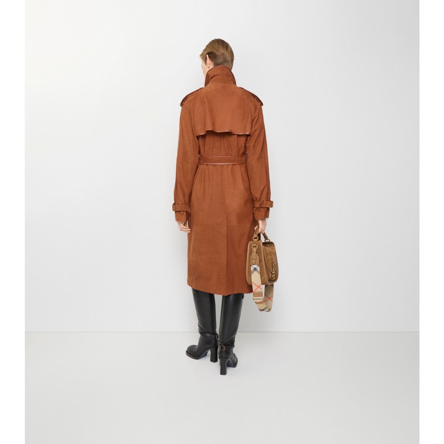 Long Nubuck Castleford Trench Coat in Ginger brown - Women