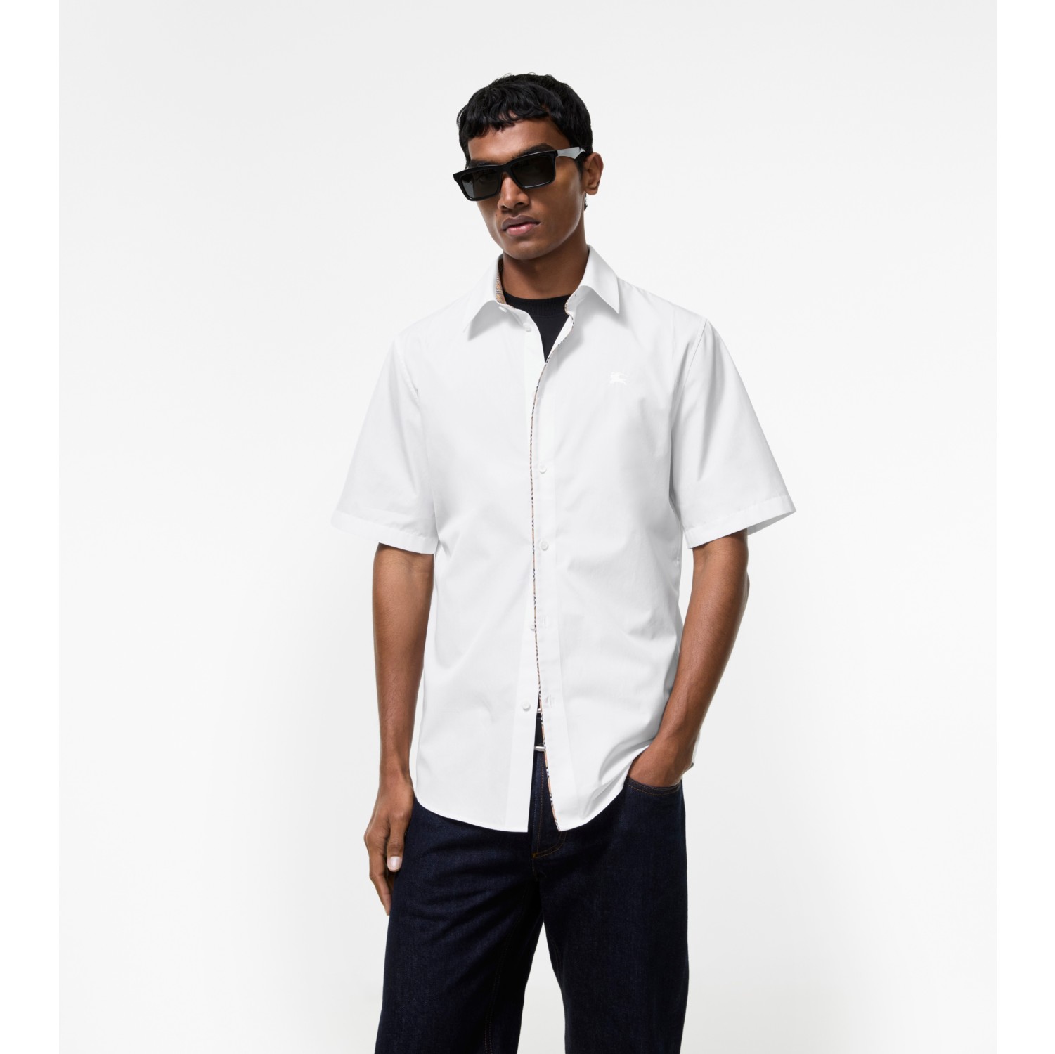 Check Piping Cotton Poplin Shirt