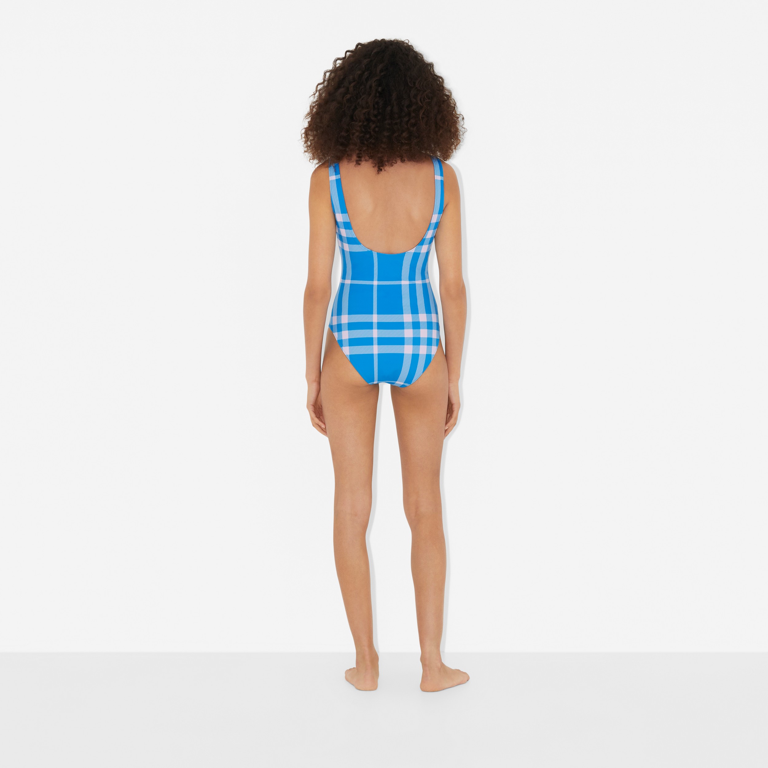 Check Stretch Nylon Swimsuit in Vivid Blue - Women | Burberry® Official - 4