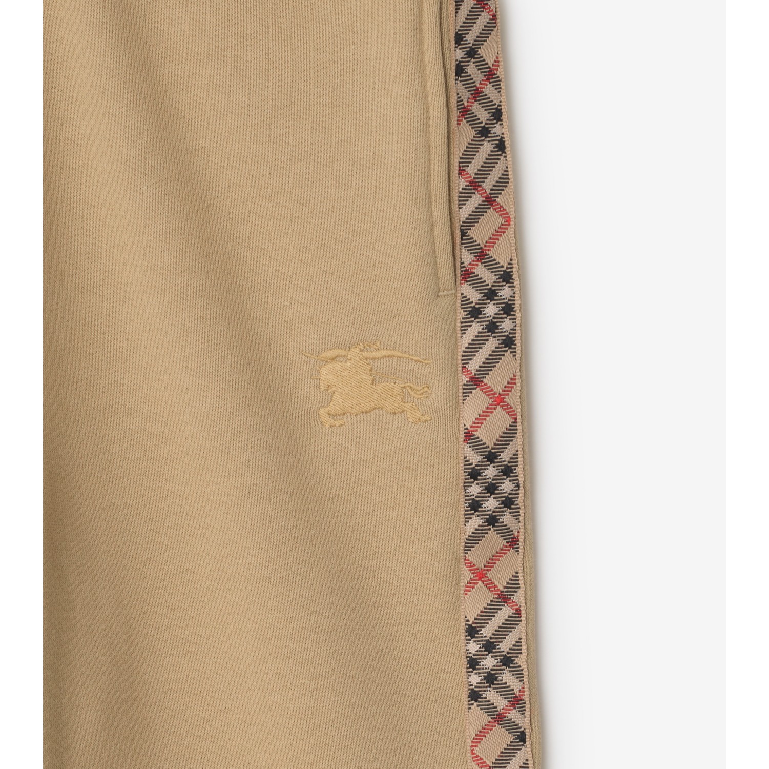 Check Trim Cotton Jogging Pants