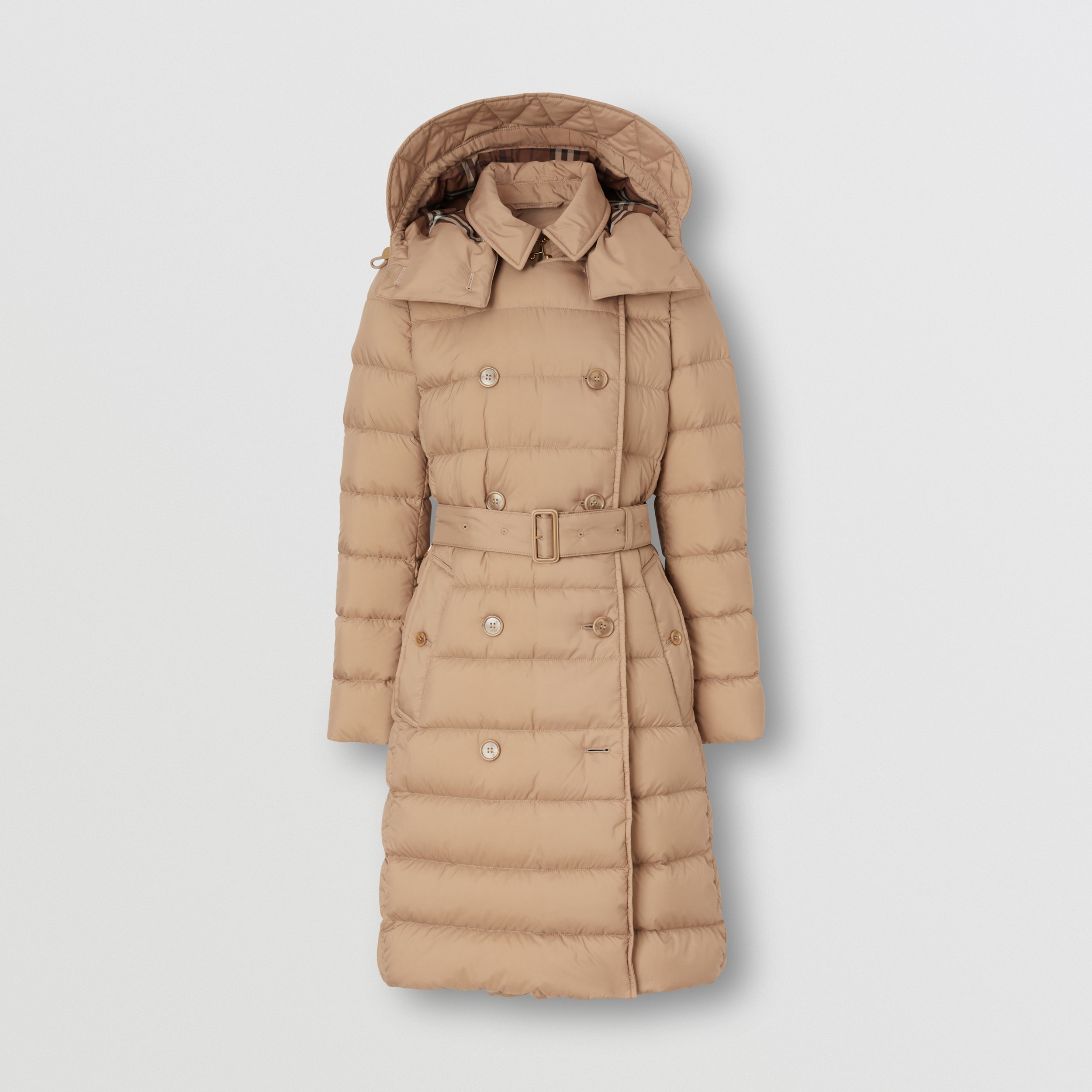 Detachable Hood Nylon Down-filled Coat in Muted Brown - Women | Burberry® Official - 4