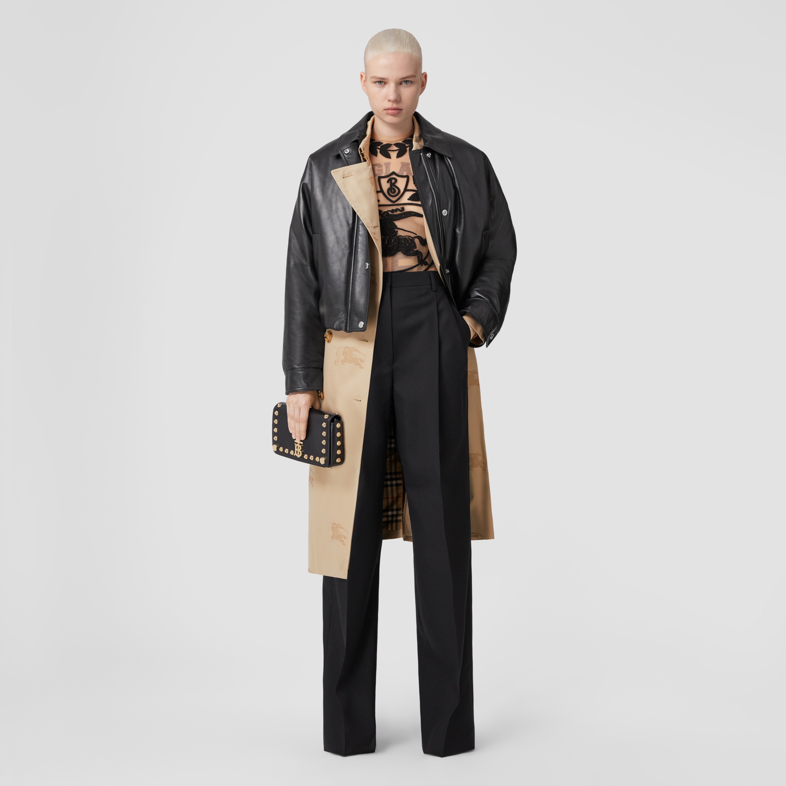 亚洲版型褶饰羊毛阔腿裤 (黑色) - 女士 | Burberry® 博柏利官网 - 1