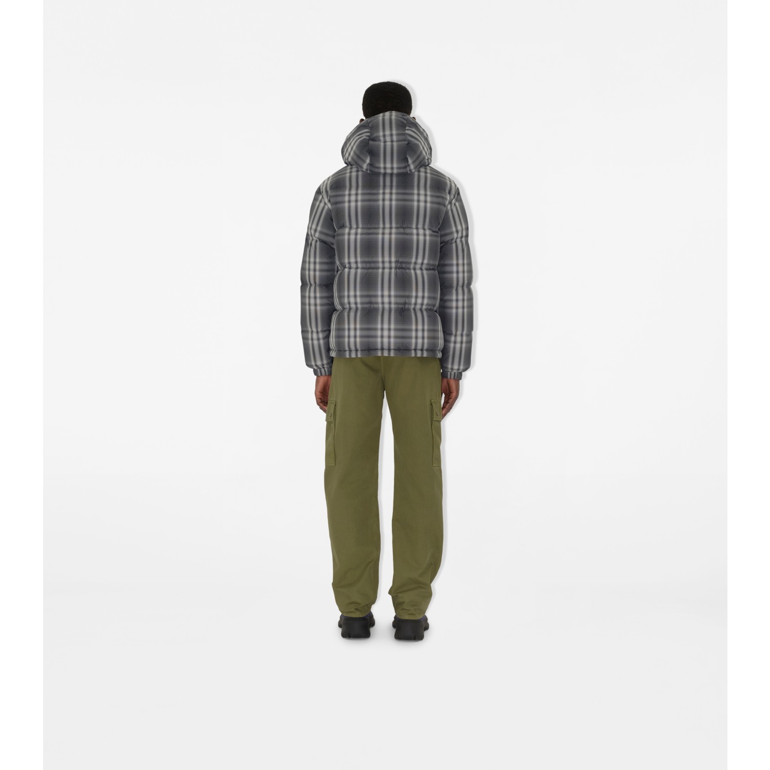 Ombré Check Hooded Puffer Jacket