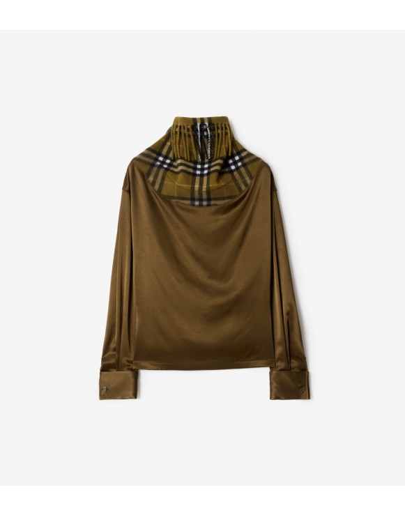 Satin and Check Scarf Top