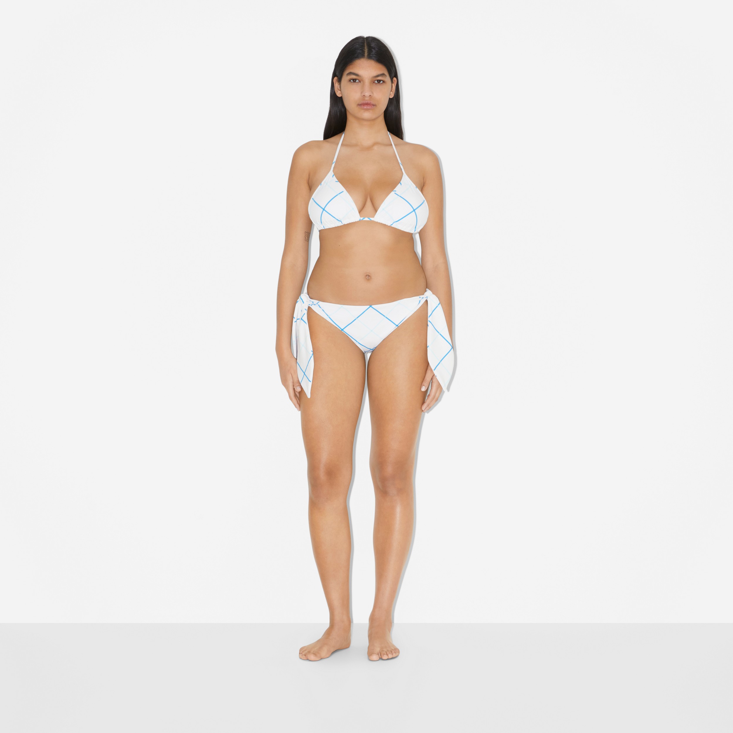 Bikini a triangolo in nylon stretch Check (Blu Ceruleo Brillante) - Donna | Sito ufficiale Burberry® - 2