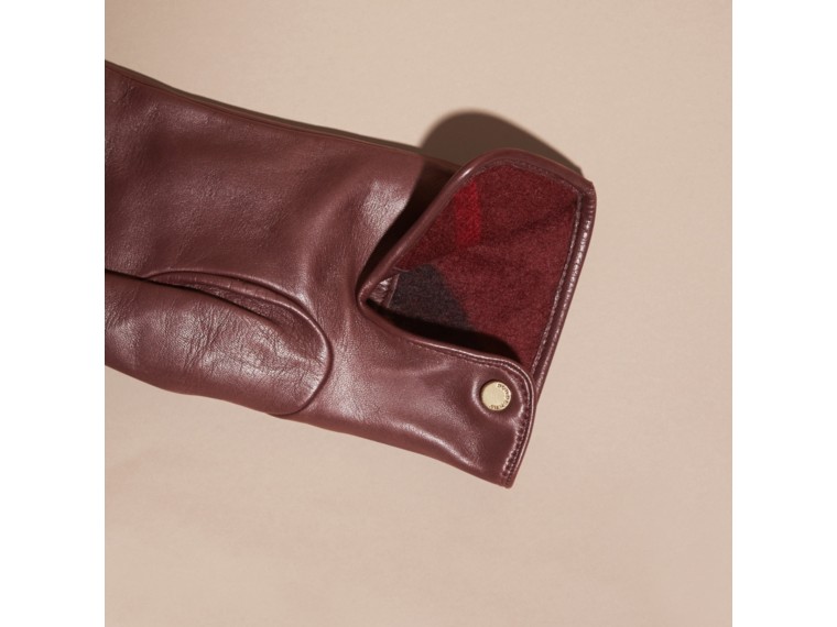 Cashmere Lined Lambskin Gloves in Dark Claret Men Burberry