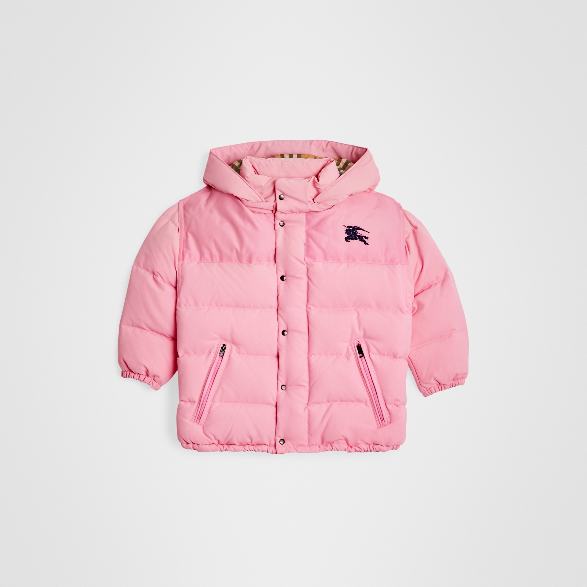 Detachable Hood Down-filled Puffer Jacket in Ice Pink | Burberry United ...