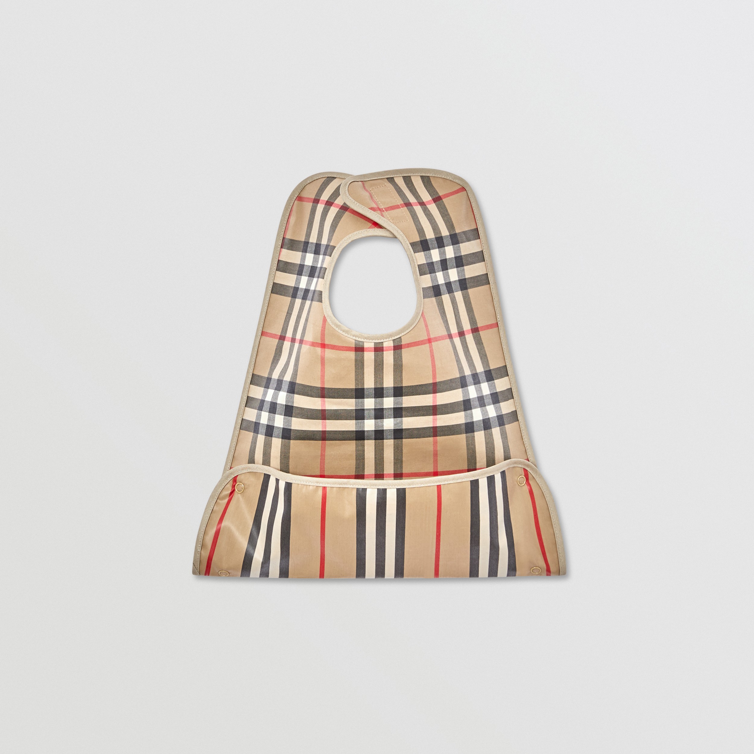 Coated Vintage Check and Icon Stripe Bib in Archive Beige - Children | Burberry® Official - 1