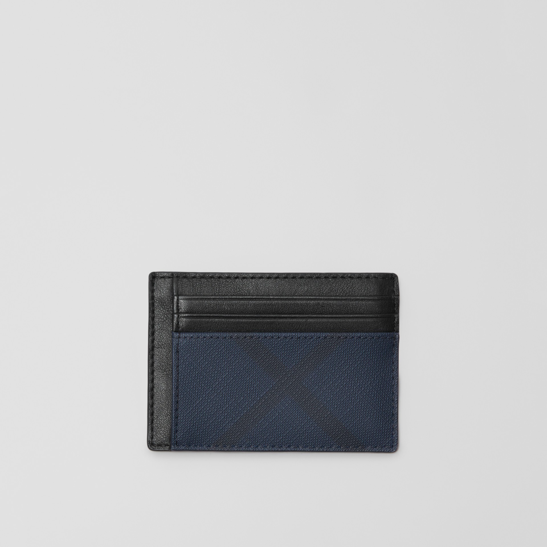 London Check and Leather Card Case in Navy/black - Men | Burberry ...