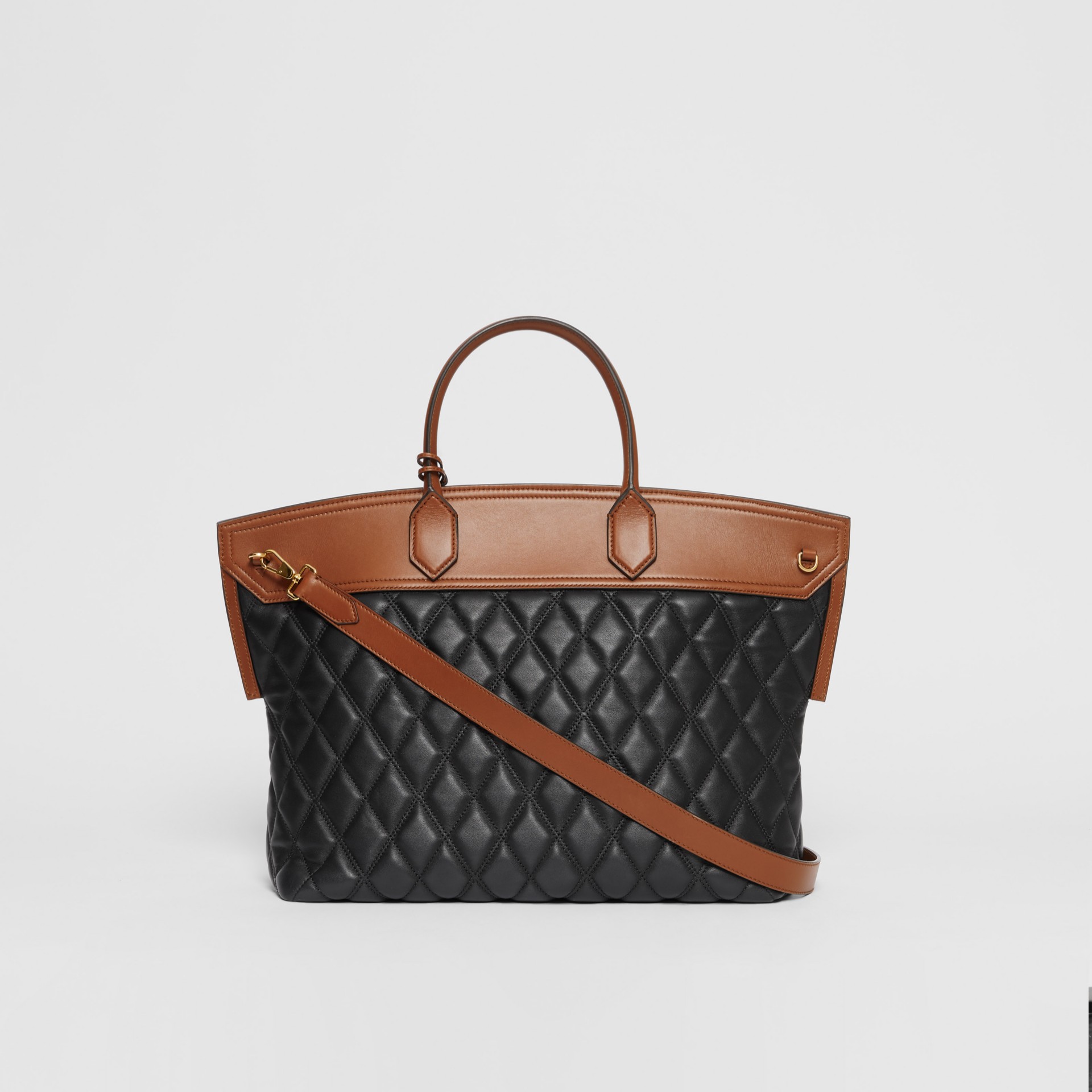 Quilted Lambskin Society Top Handle Bag in Black/brown Women