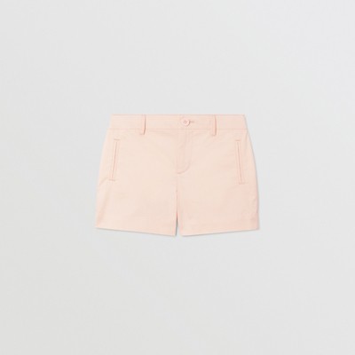 Embroidered Logo Cotton Shorts in Soft Pink | Burberry Embroidered Logo Cotton Shorts in Soft Pink | Burberry