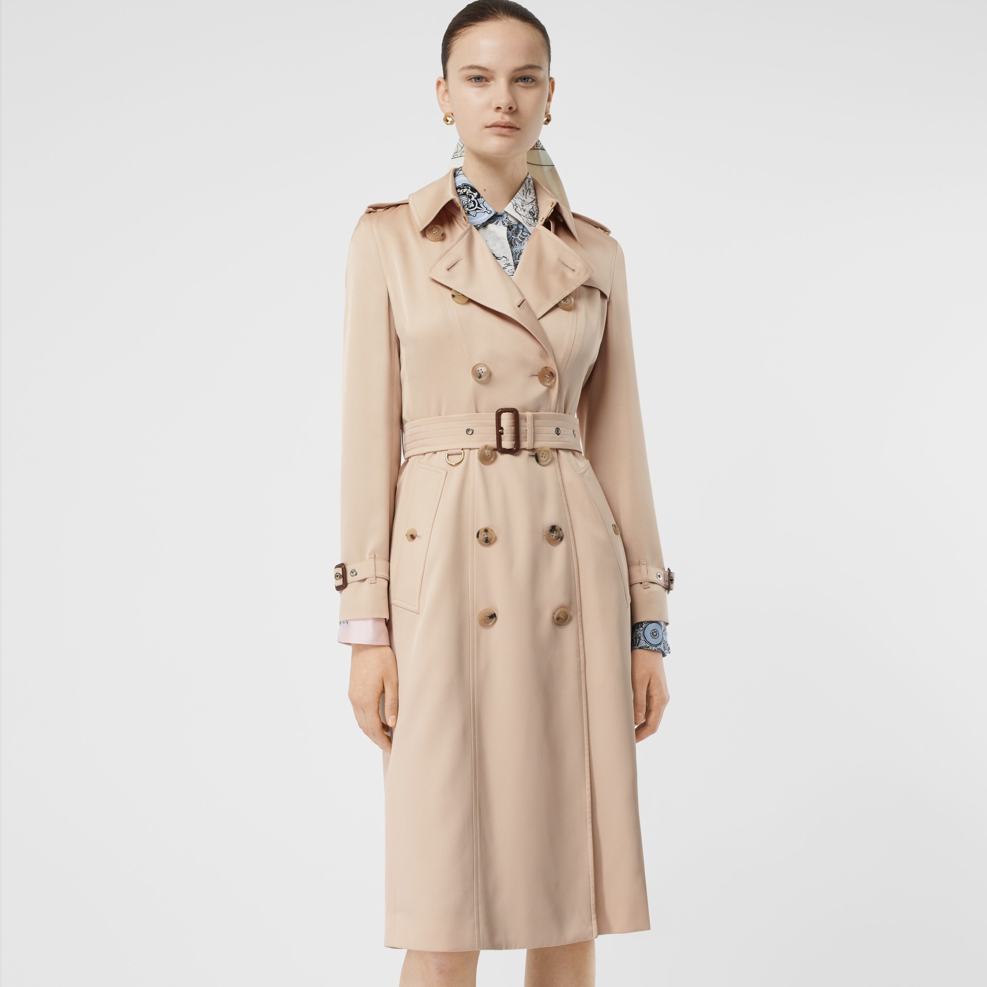 Silk Satin Trench Coat in Pale Blush - Women | Burberry United States