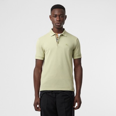 Cotton Polo Shirt in Pale Apple Green 