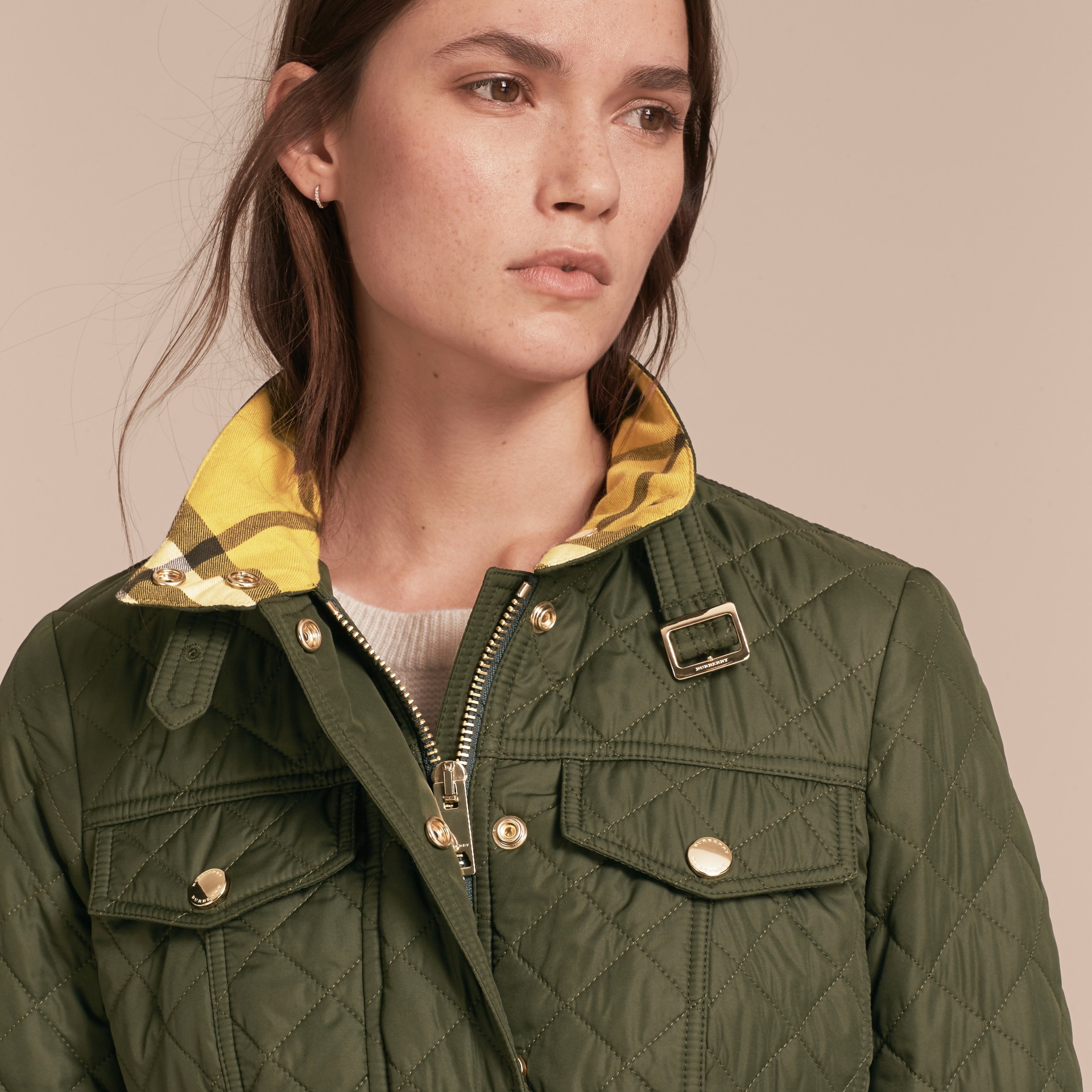 Buckle Detail Technical Field Jacket Military Green Burberry