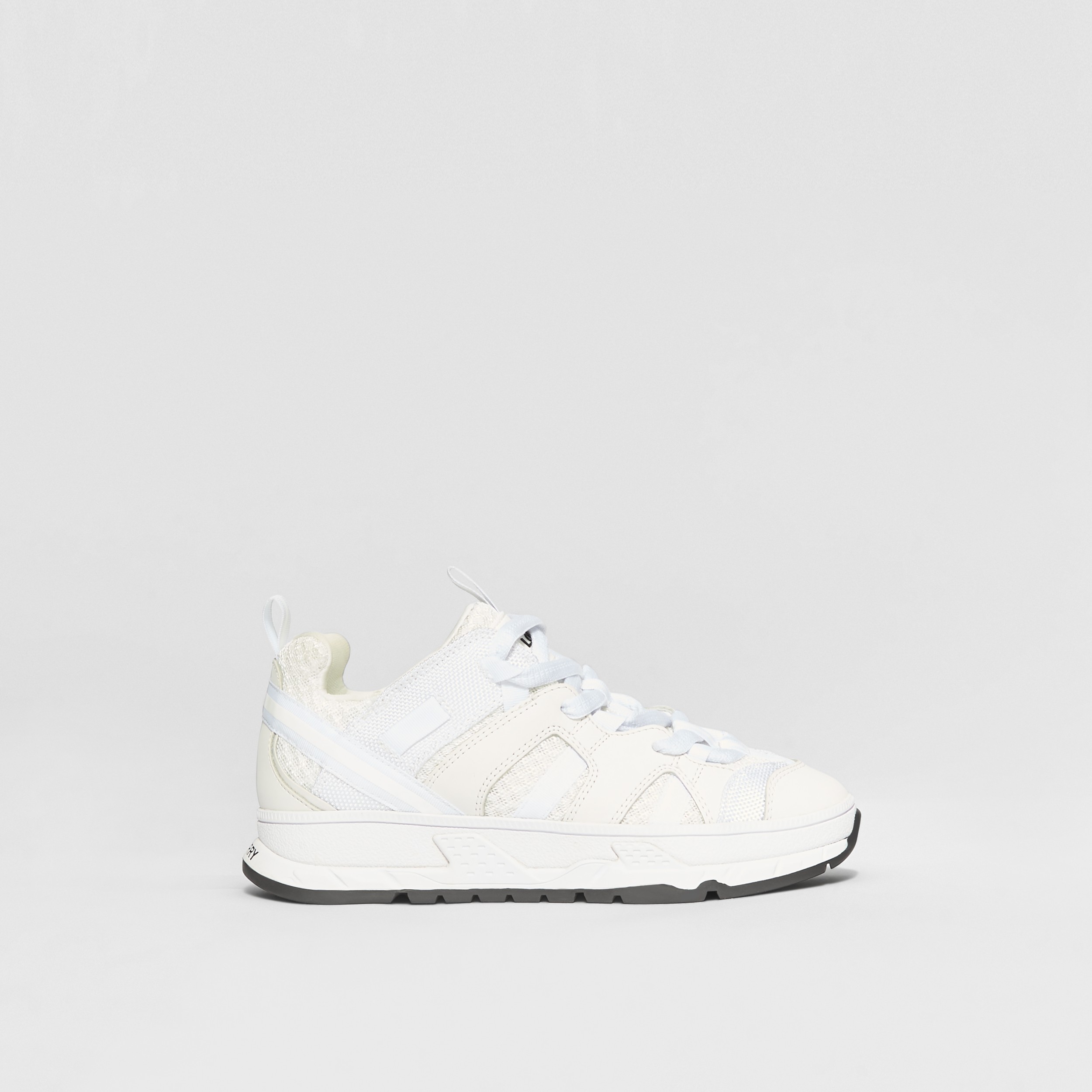 Mesh and Nubuck Union Sneakers in Optic White - Children | Burberry ...