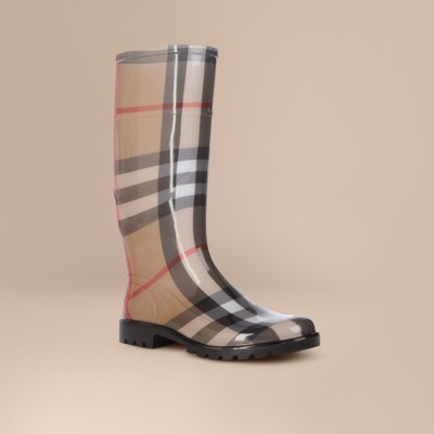 House Check Rain Boots in Check/black - Women | Burberry United States