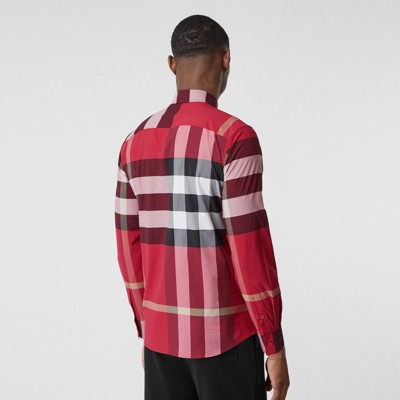 burberry red check shirt