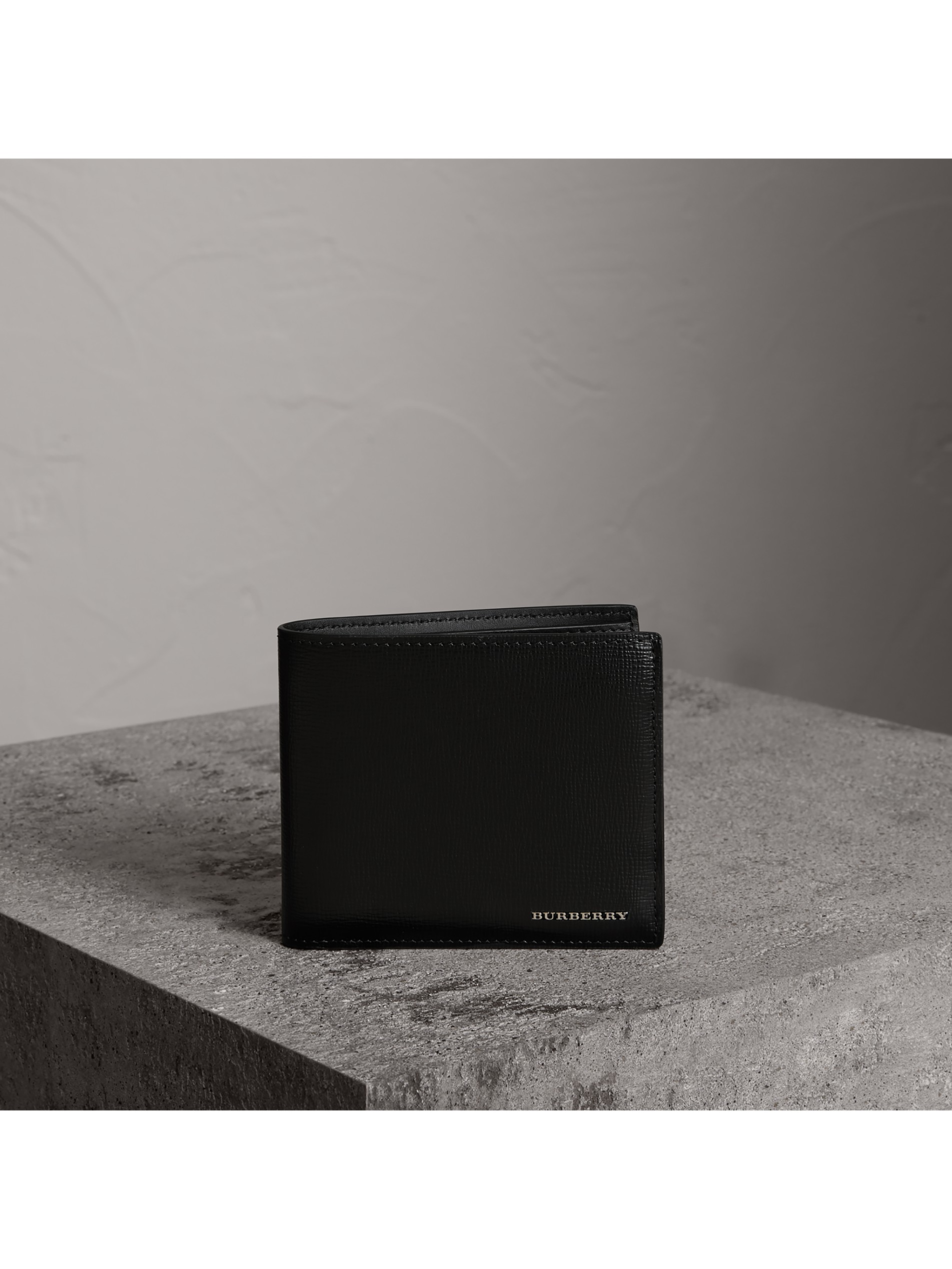 london 皮革双折式钱夹(国际版) (黑色) | burberry 博柏利