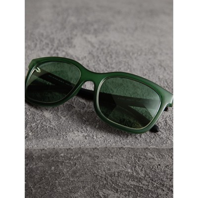 check detail square frame sunglasses